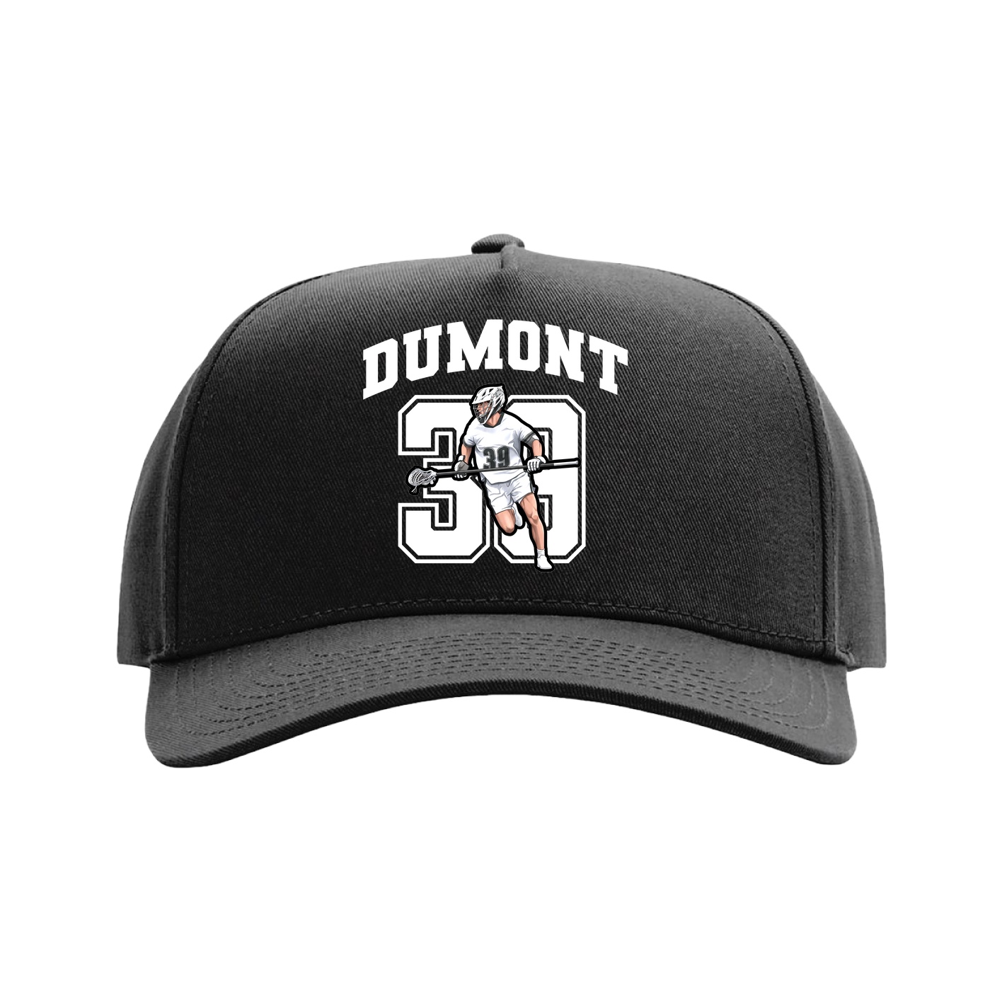 Full Fabric Five-Panel Champ Cap — Number in Black