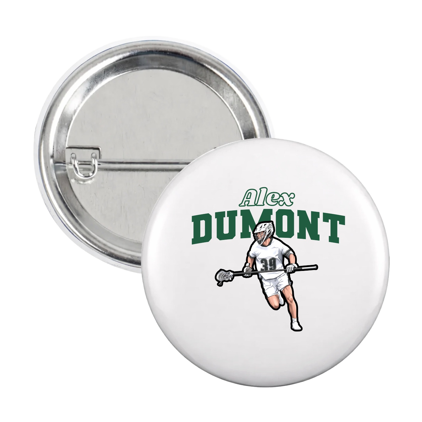 Game Day Button — Name Arch in White