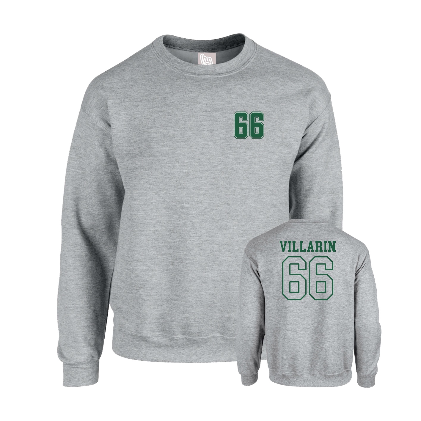 Fleece Crew — Chest Back in Grey