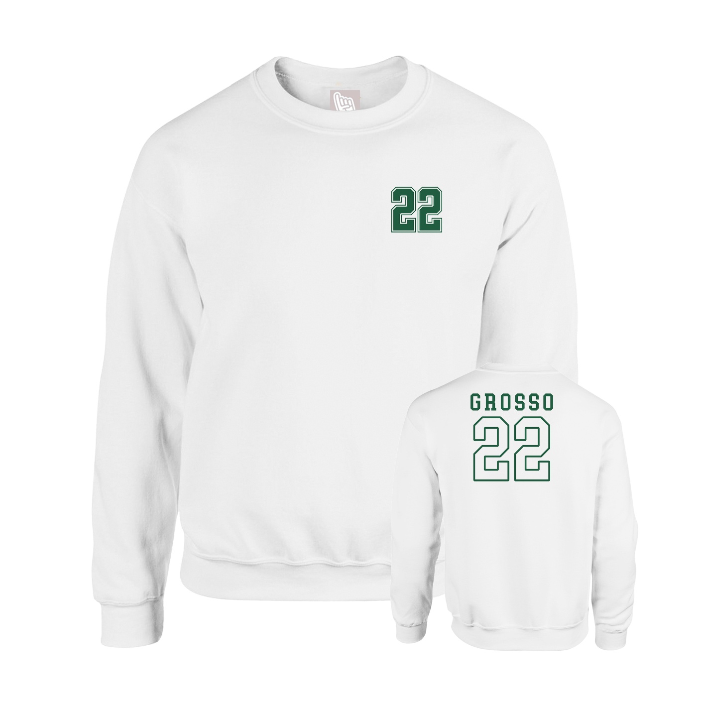 Fleece Crew — Chest Back in White