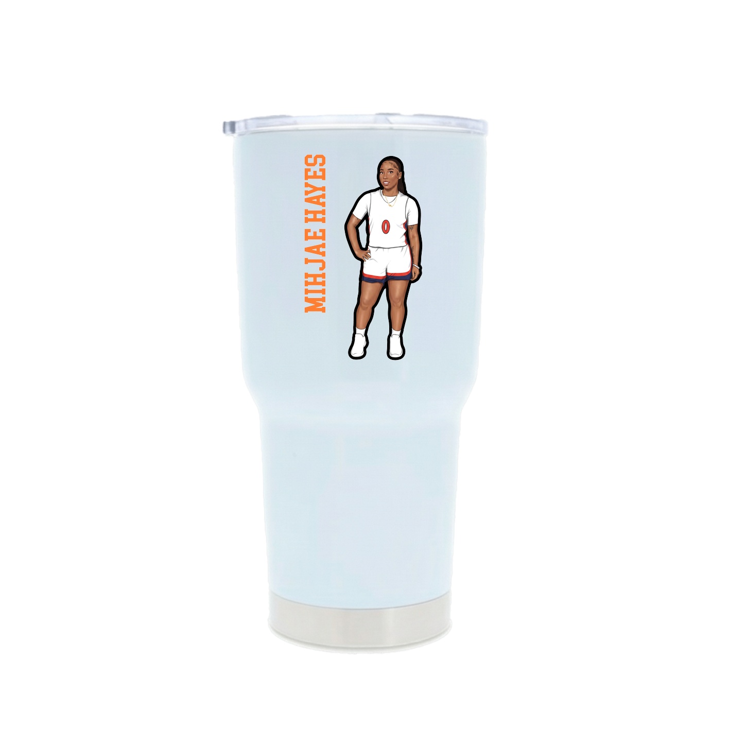 30oz Stainless Steel Tumbler — Name Vertical in White