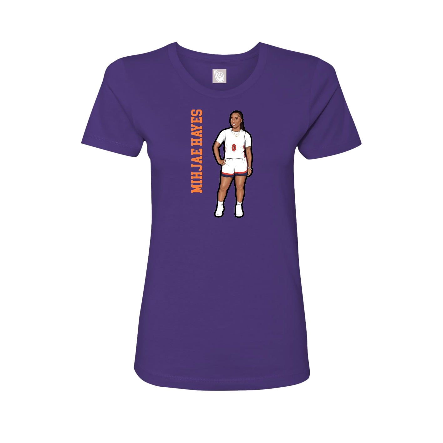 Fitted Women's Tee — Name Vertical in Purple