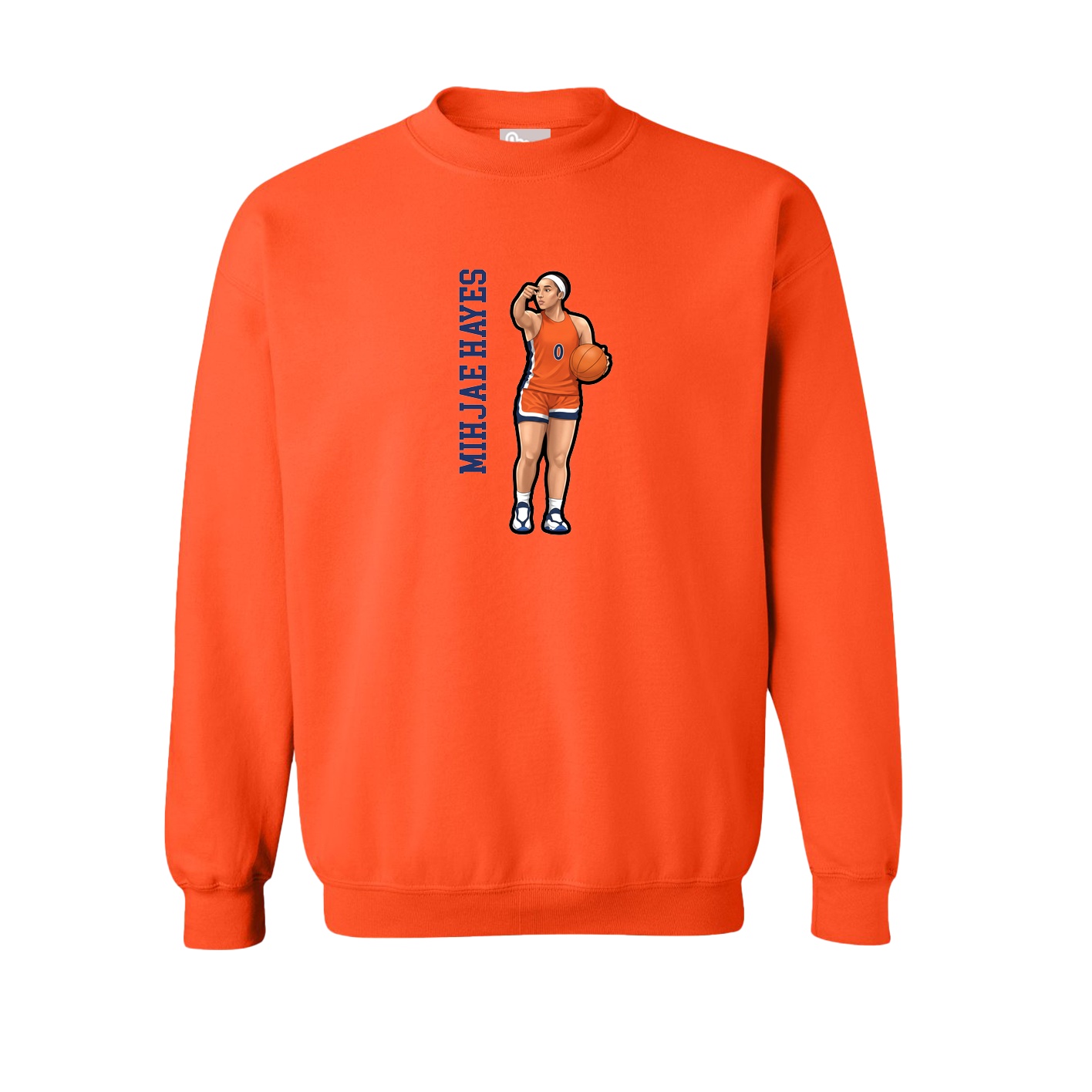 Fleece Crew — Name Vertical in Orange