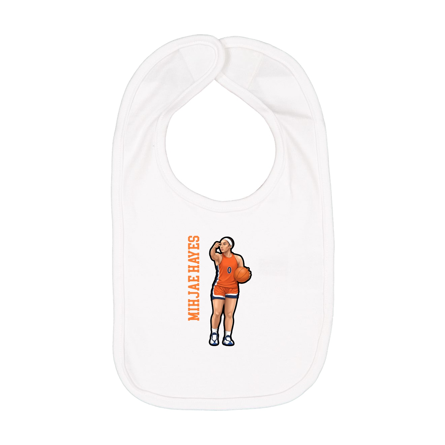 Infant Bib — Name Vertical in White