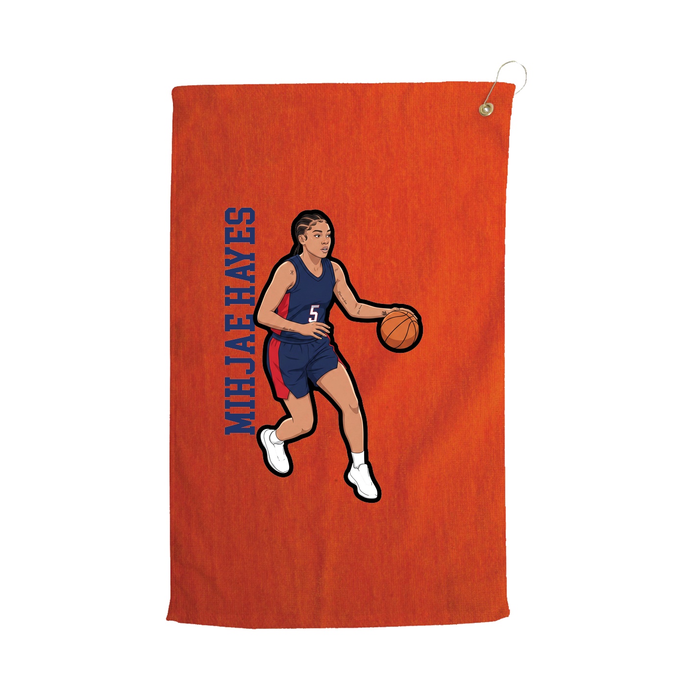 Golf Towel — Name Vertical in Orange