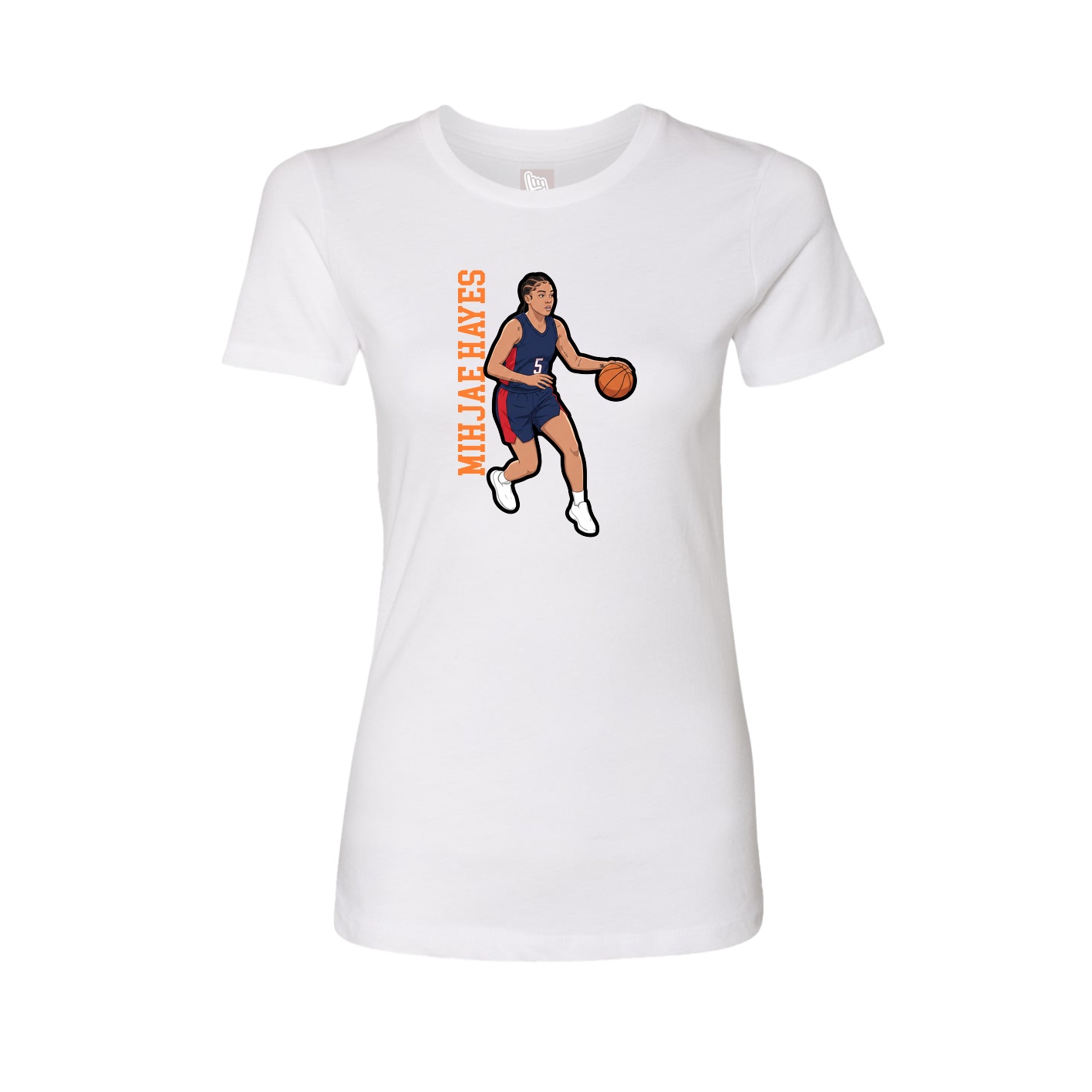 Fitted Women's Tee — Name Vertical in White