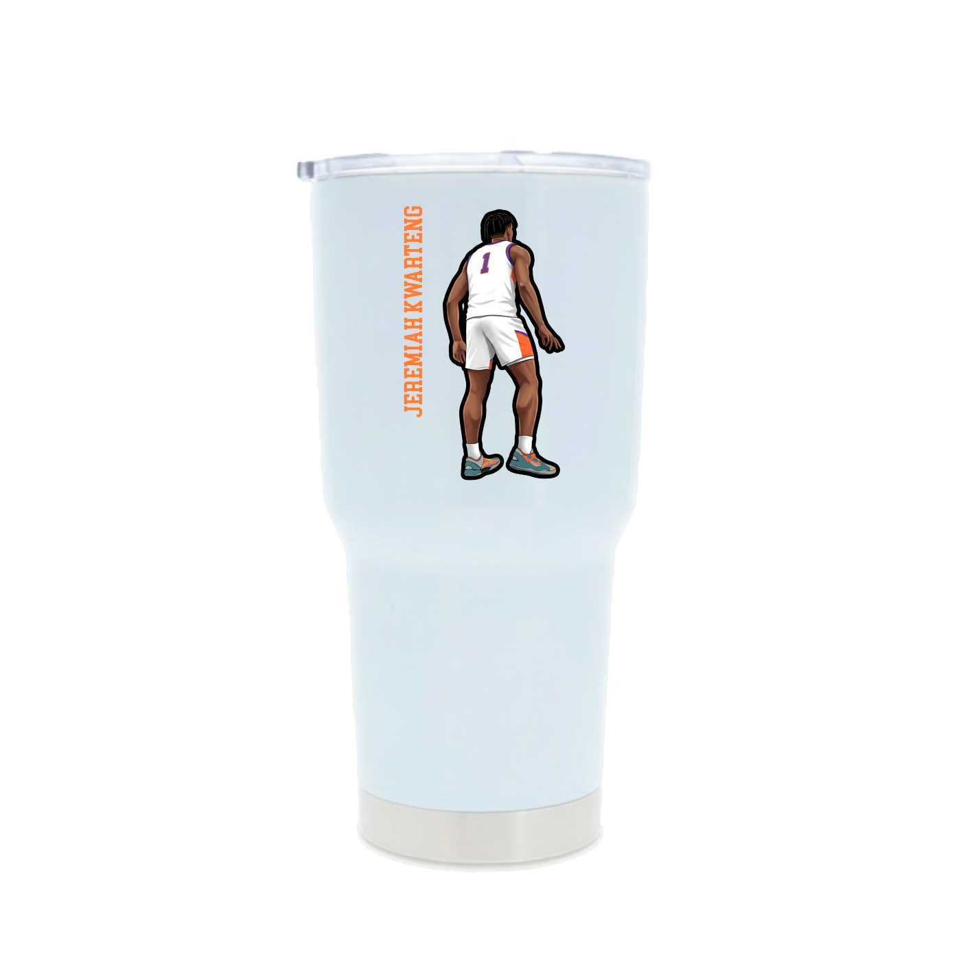 30oz Stainless Steel Tumbler — Name Vertical in White