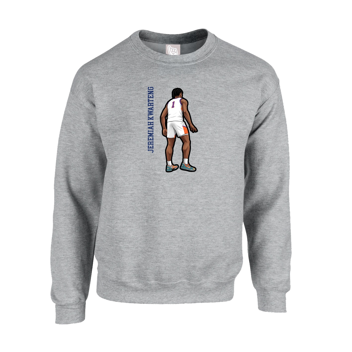 Fleece Crew — Name Vertical in Grey