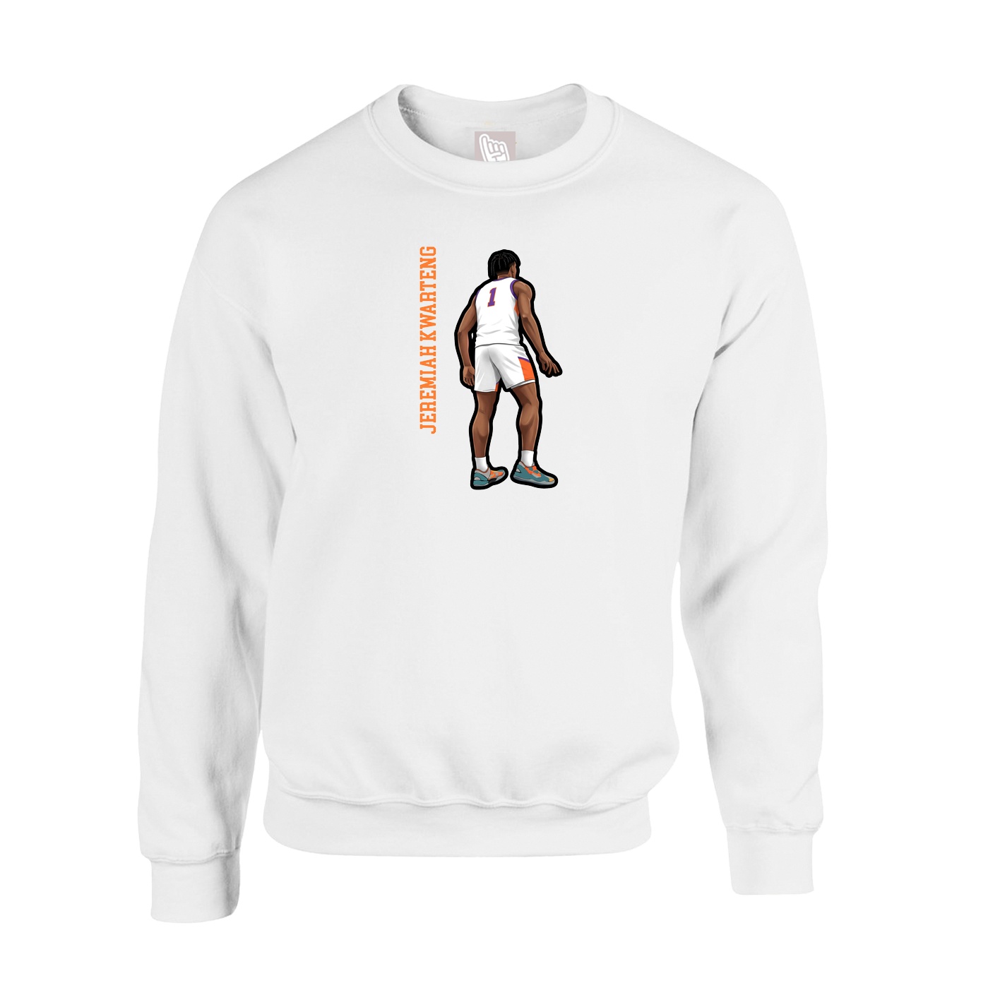 Fleece Crew — Name Vertical in White