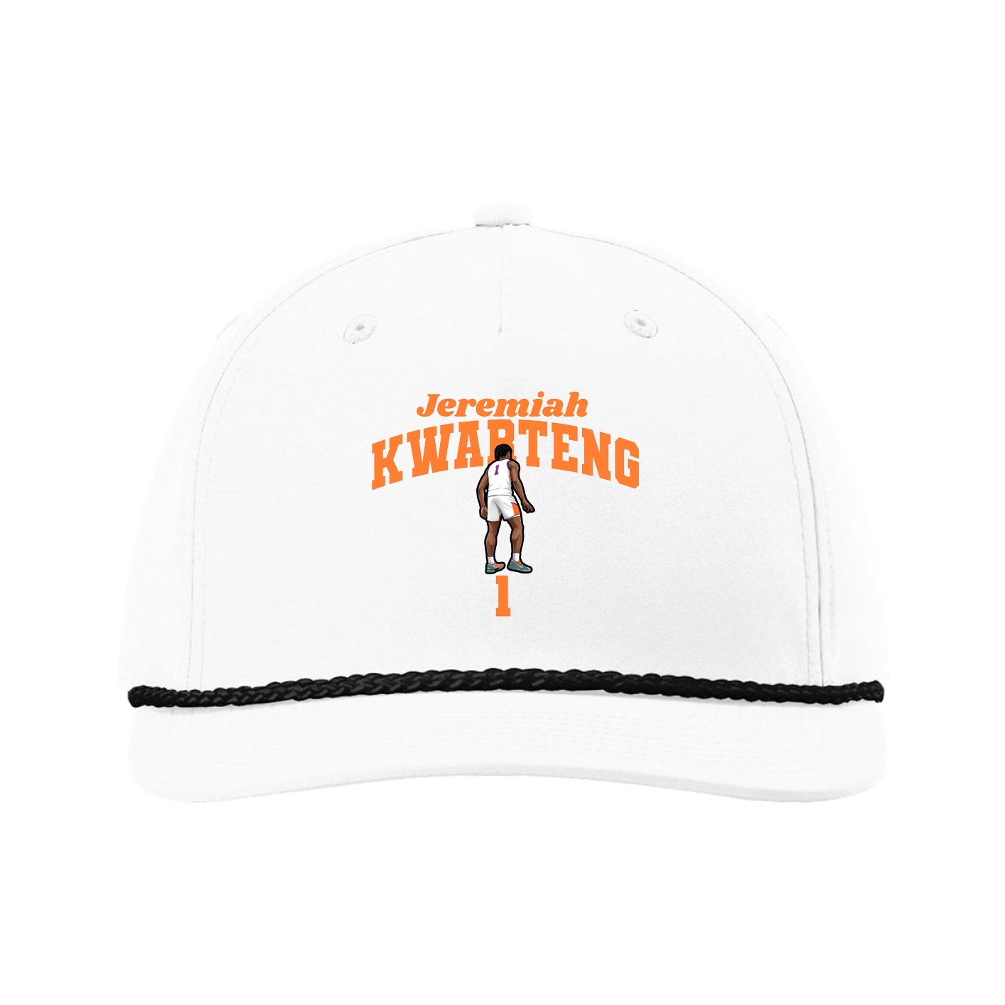 Five-Panel Classic Rope Cap — Signature Arch in White