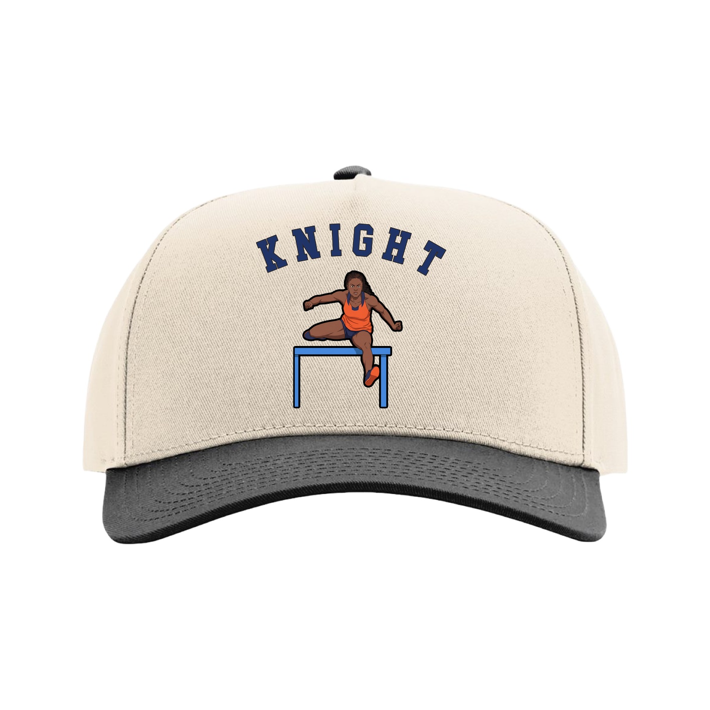 Full Fabric Five-Panel Champ Cap — Shirsey Arch in Cream/Black