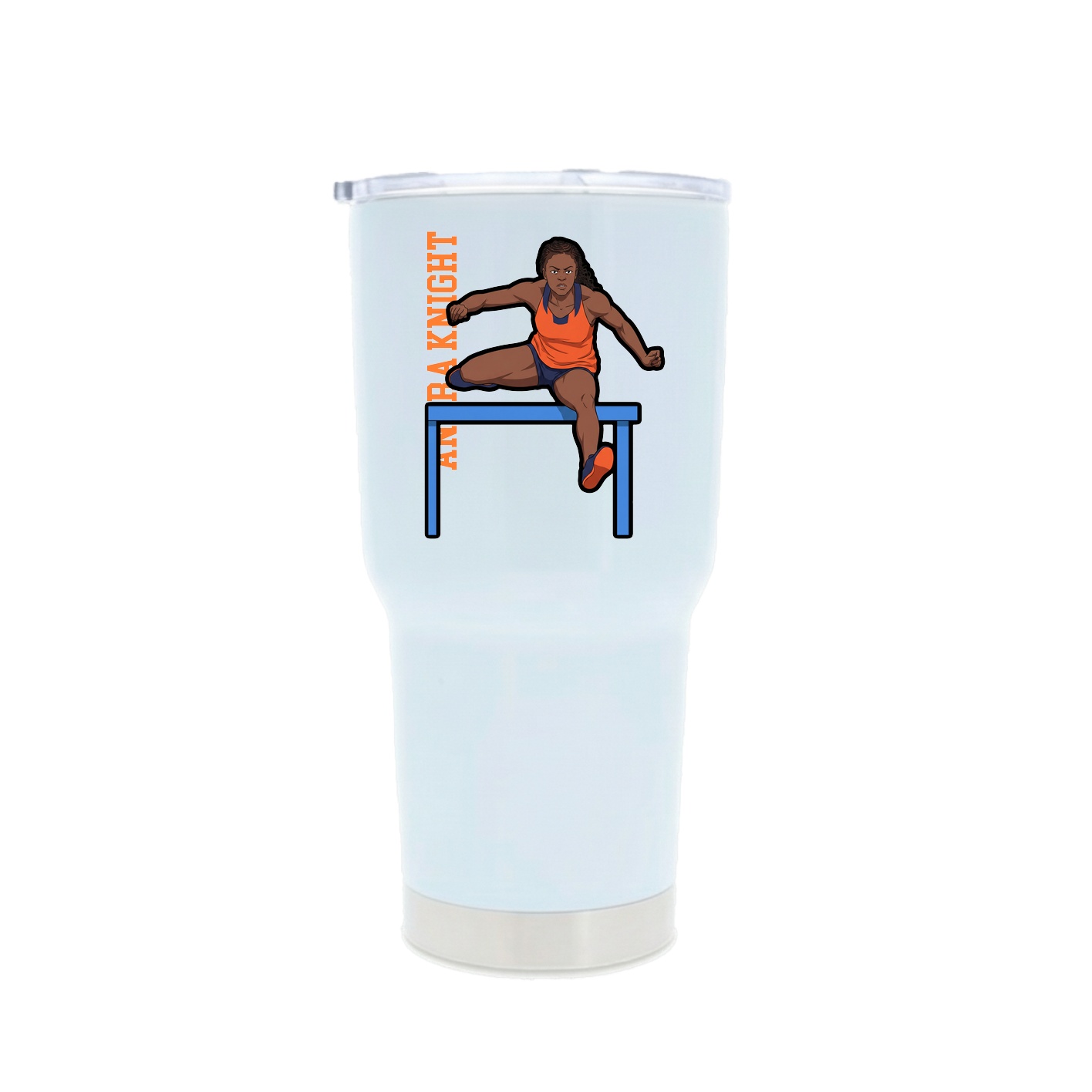 30oz Stainless Steel Tumbler — Name Vertical in White