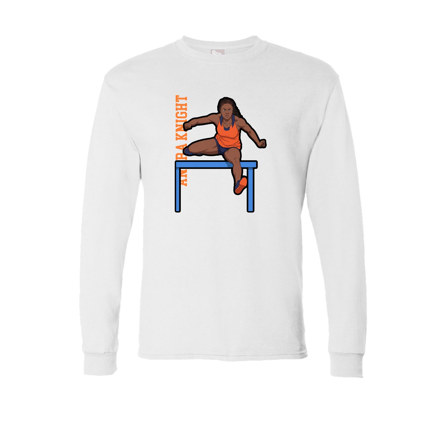 Long Sleeve Tee — Name Vertical in White