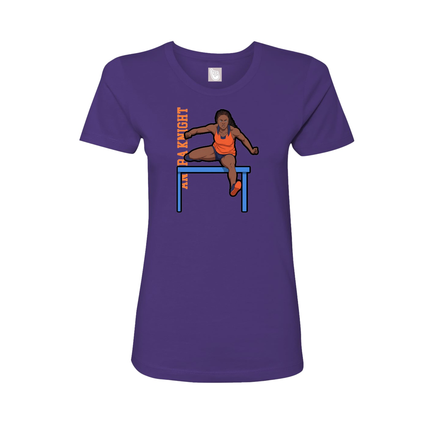 Womens Tee — Name Vertical in Purple