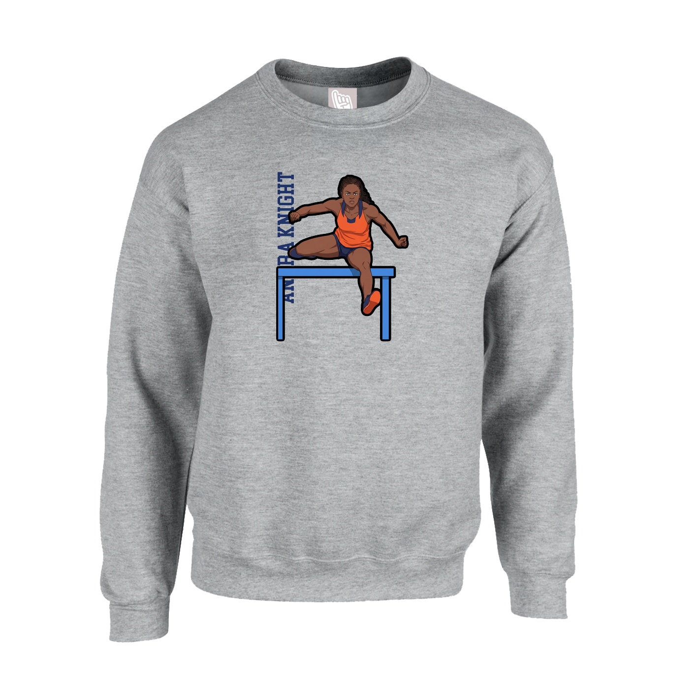 Fleece Crew — Name Vertical in Grey