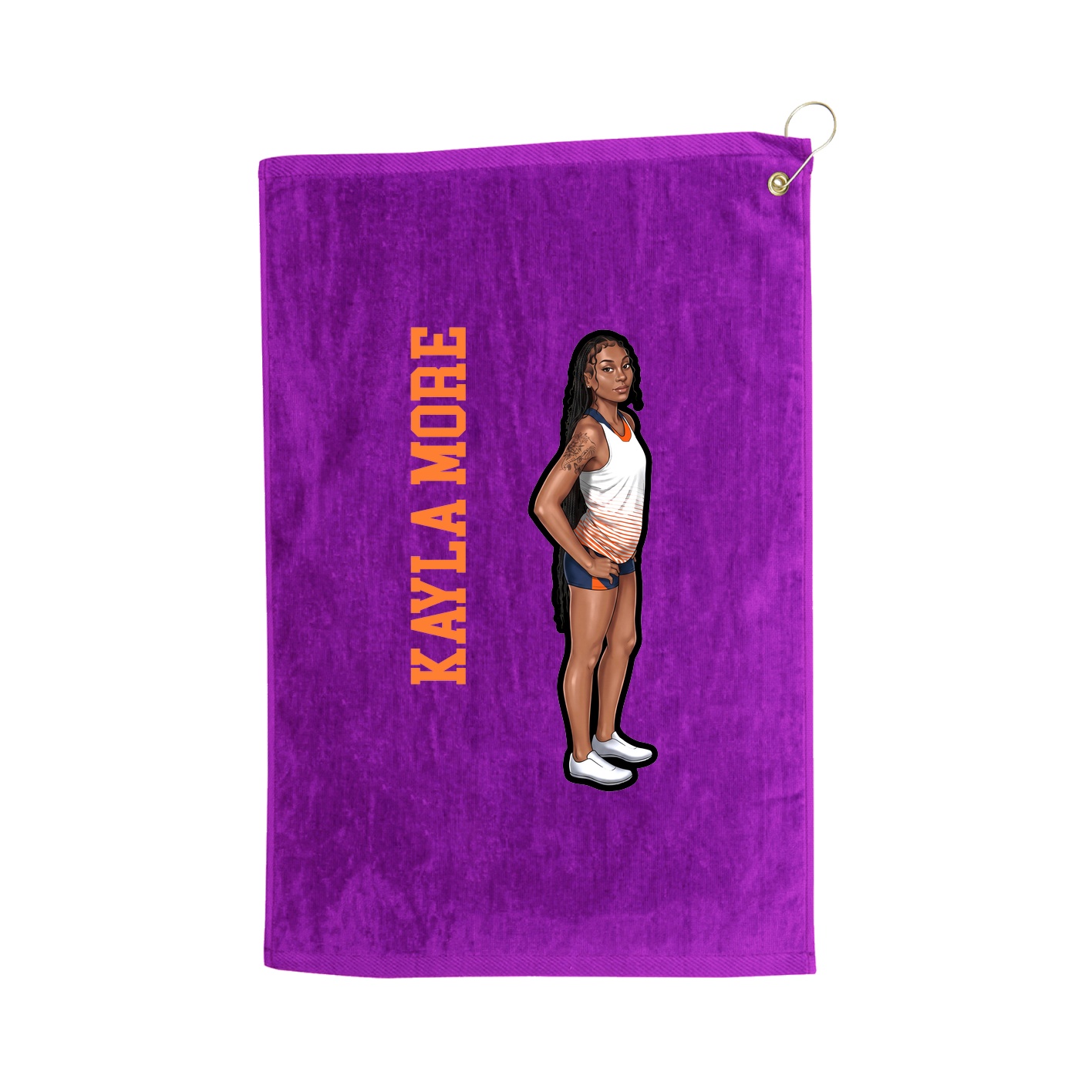 Golf Towel — Name Vertical in Purple
