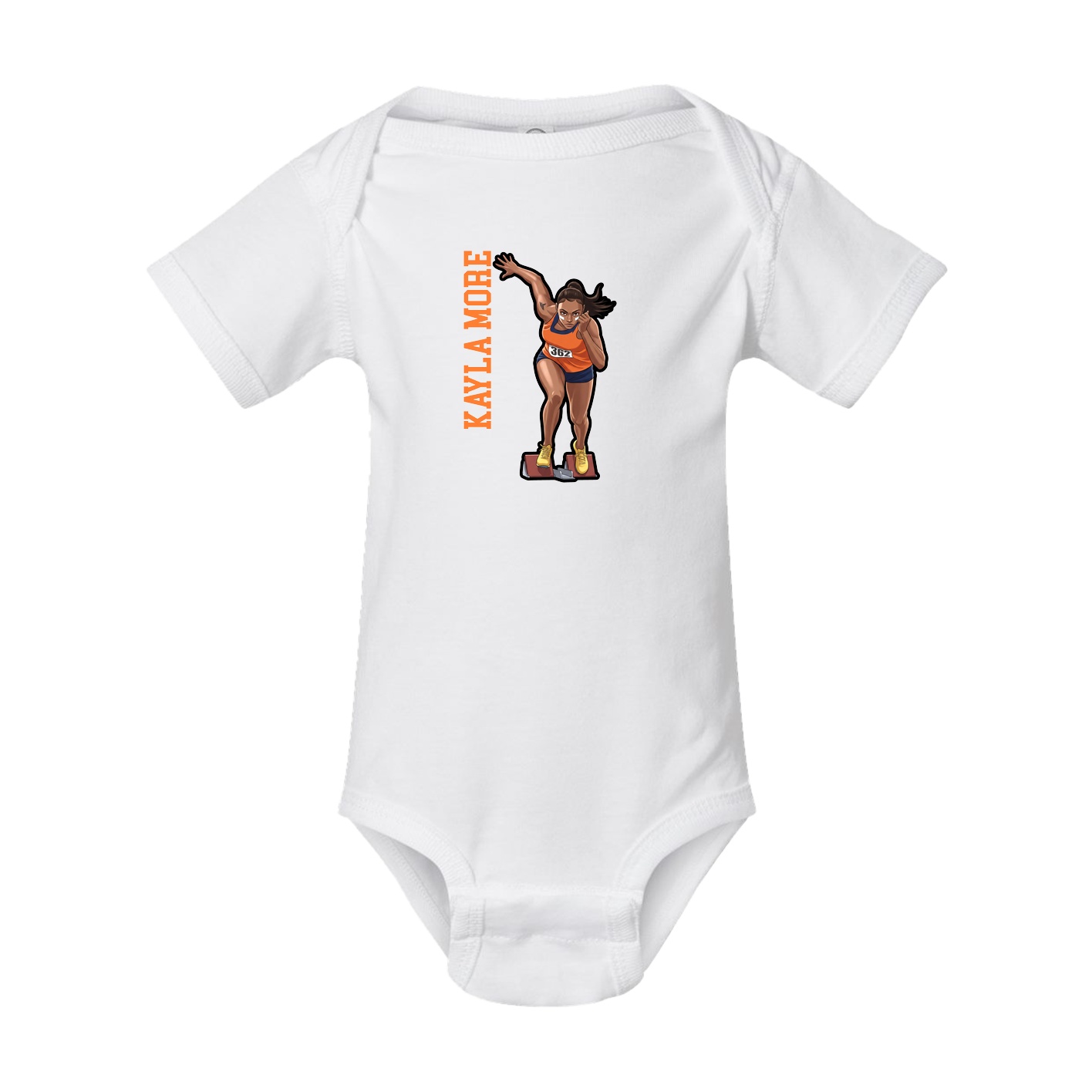 Baby Onesie — Name Vertical in White