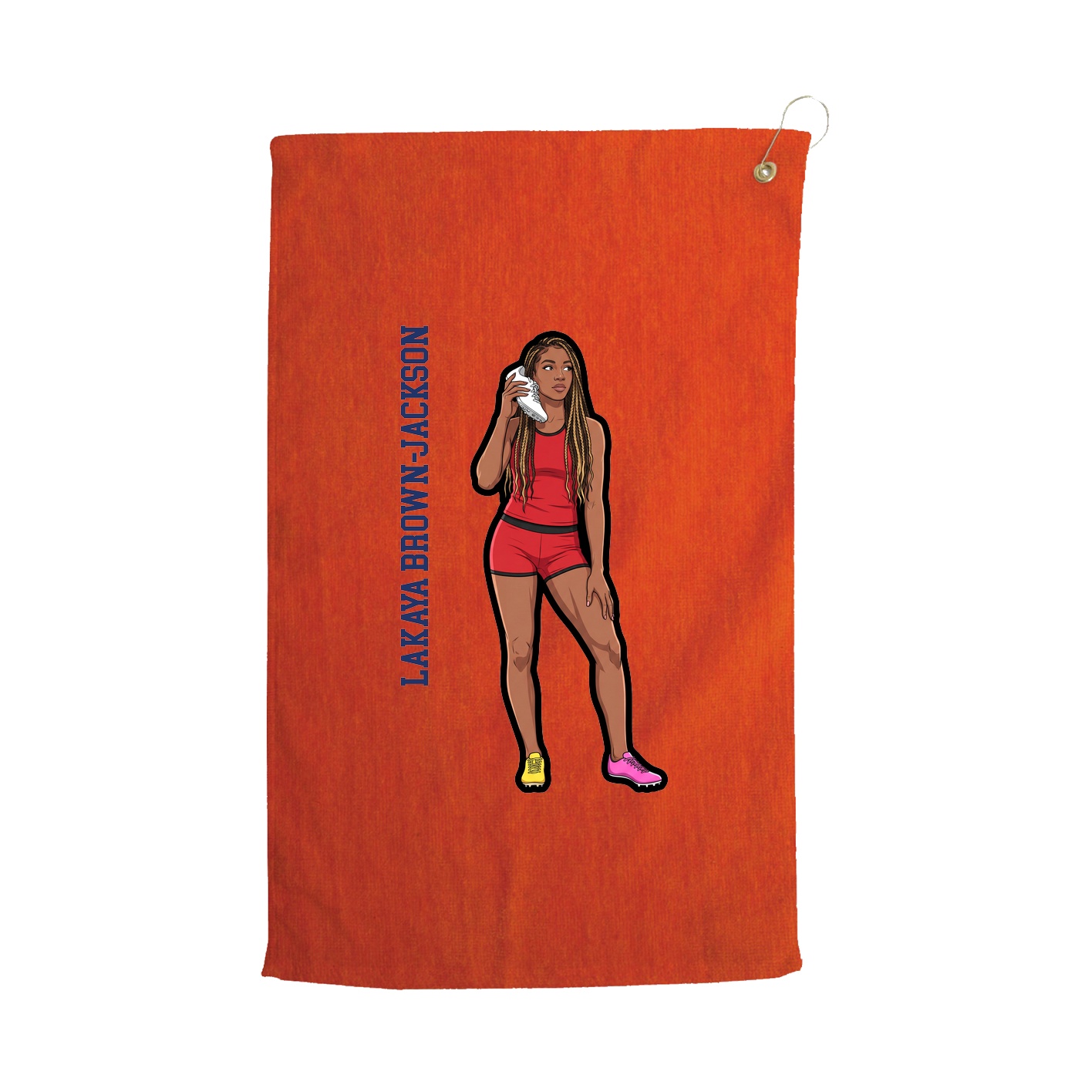 Golf Towel — Name Vertical in Orange