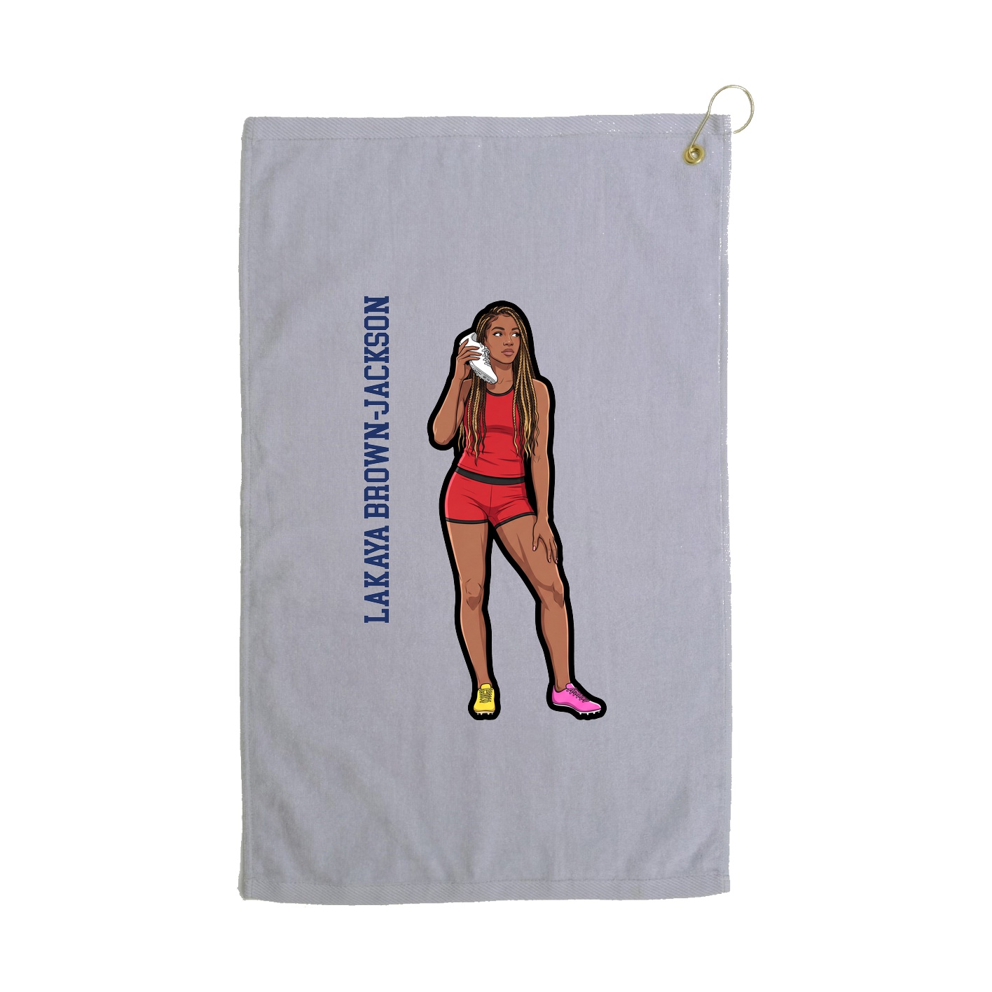 Golf Towel — Name Vertical in Grey
