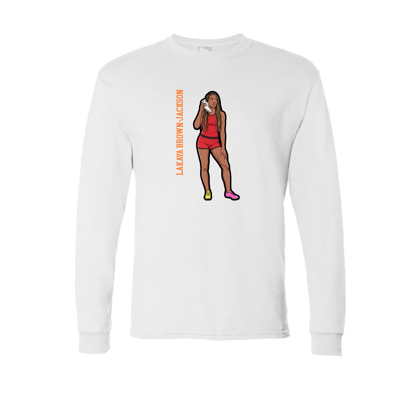 Long Sleeve Tee — Name Vertical in White