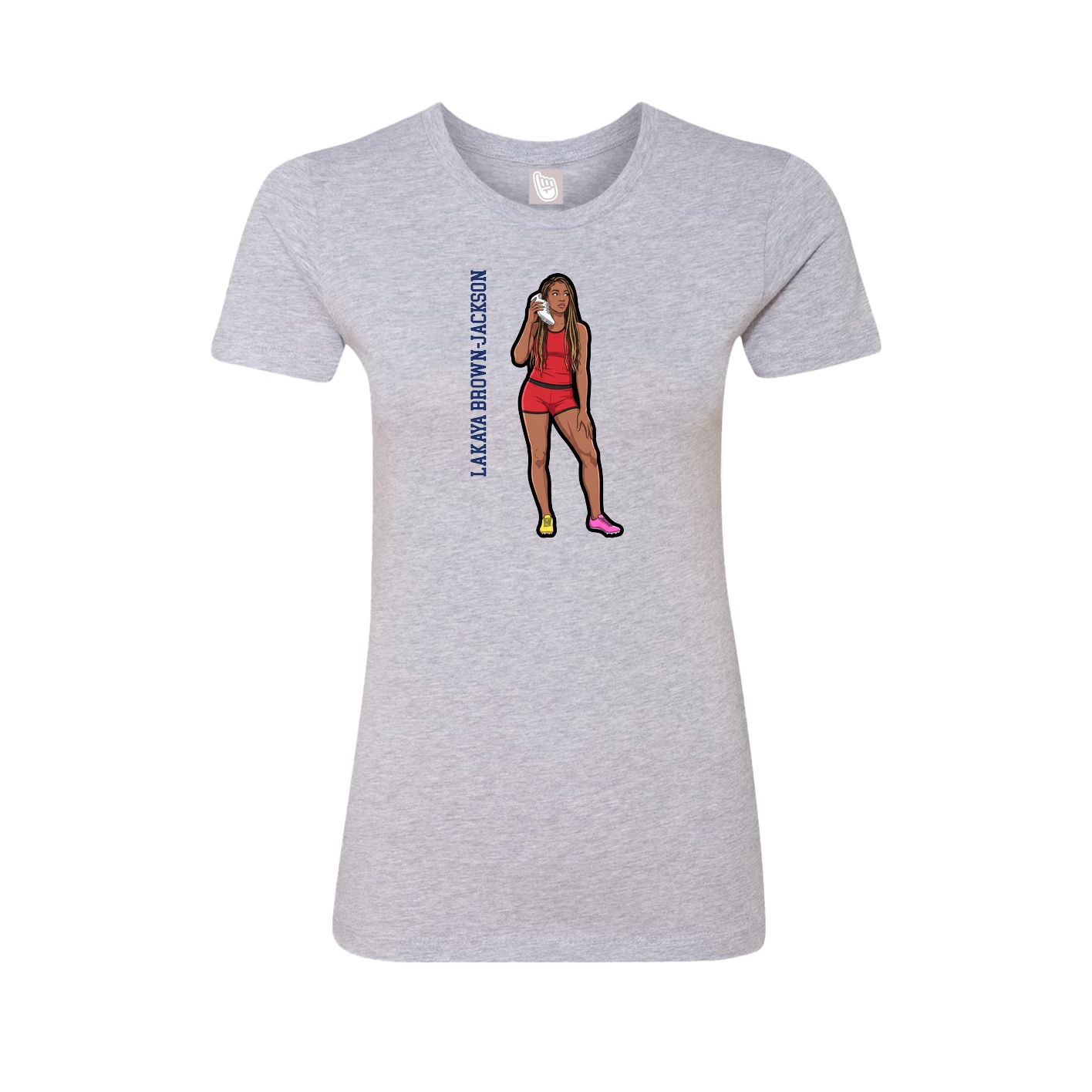 Womens Tee — Name Vertical in Grey