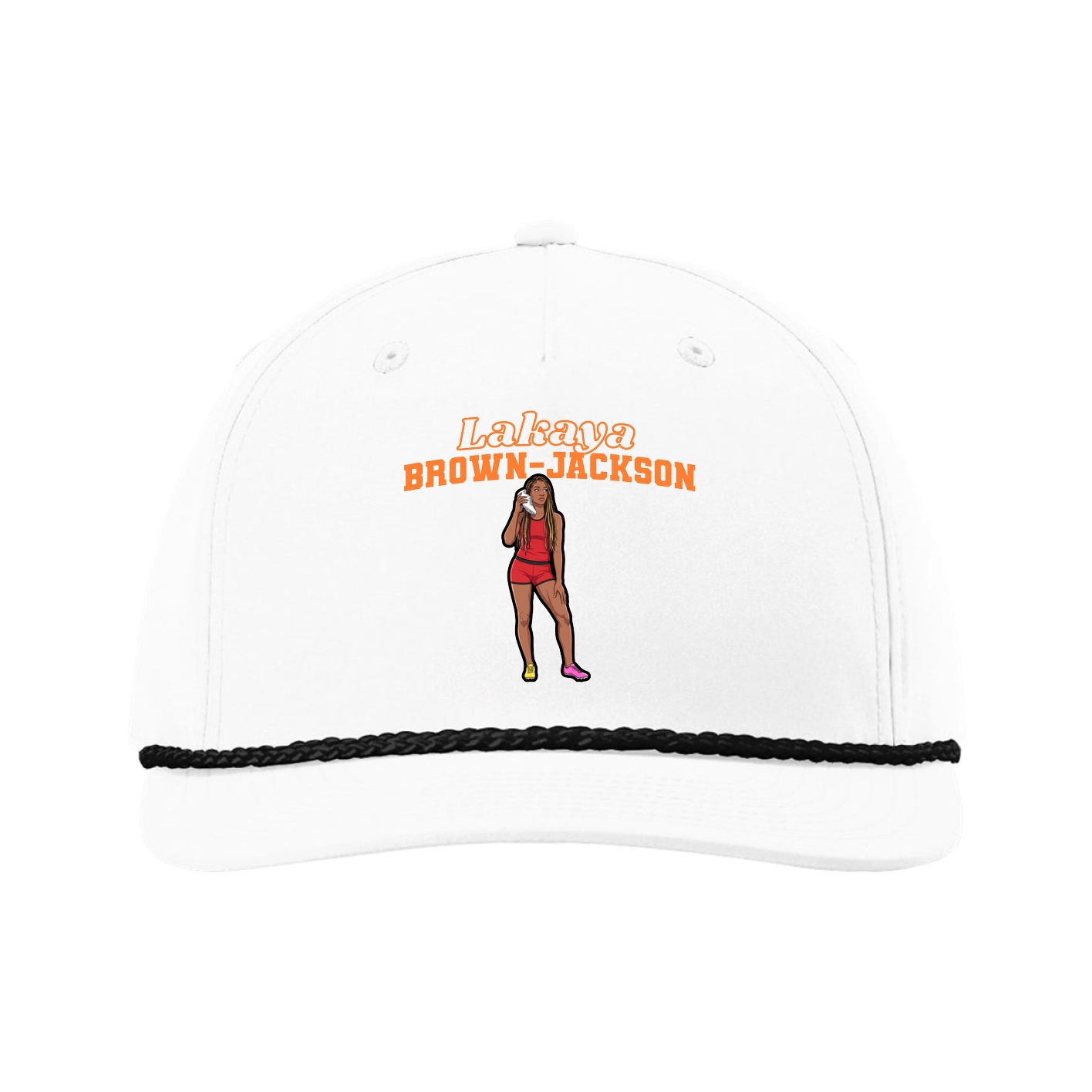 Five-Panel Classic Rope Cap — Name Arch in White