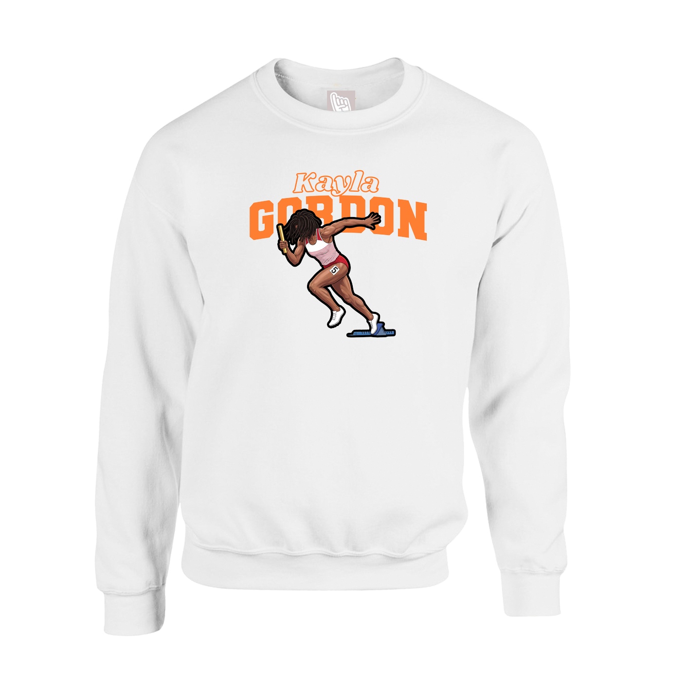 Fleece Crew — Name Arch in White