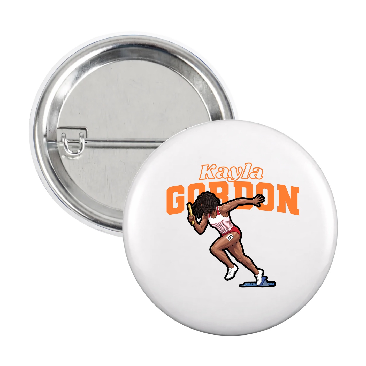 Game Day Button — Name Arch in White