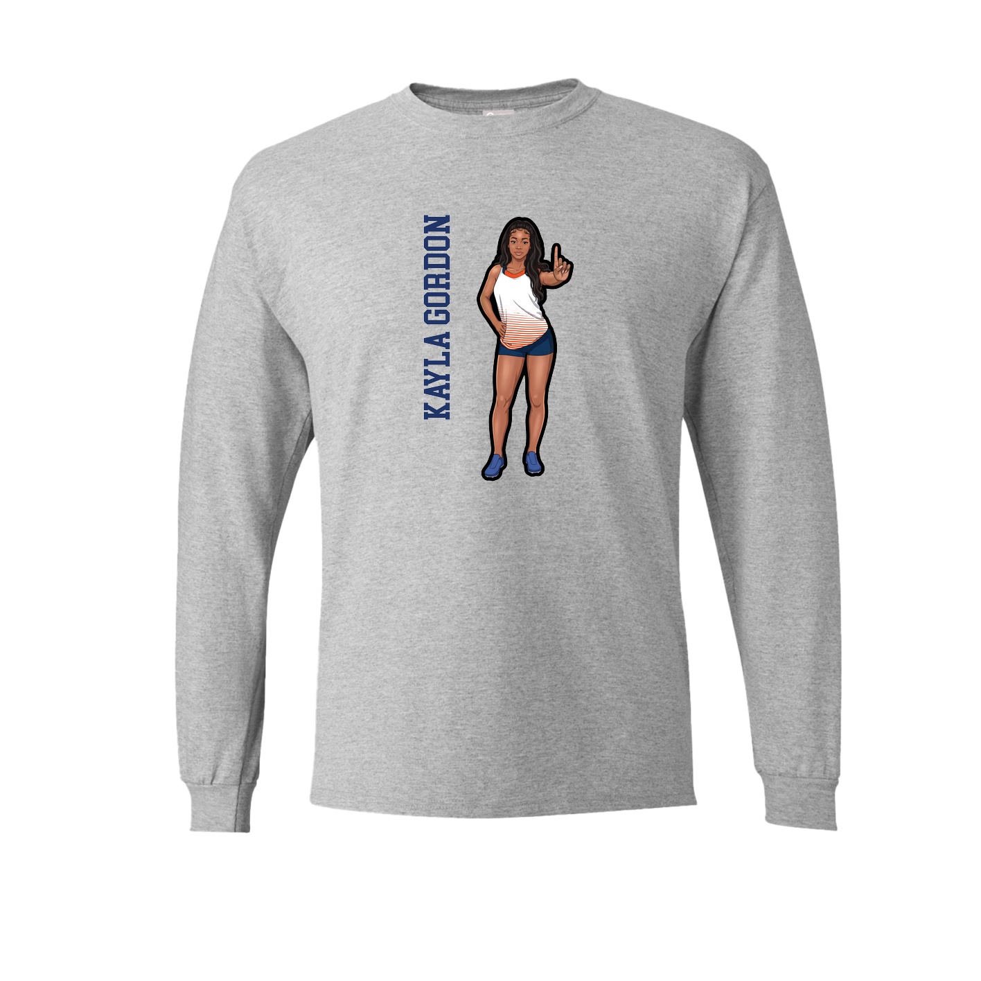 Long Sleeve Tee — Name Vertical in Grey