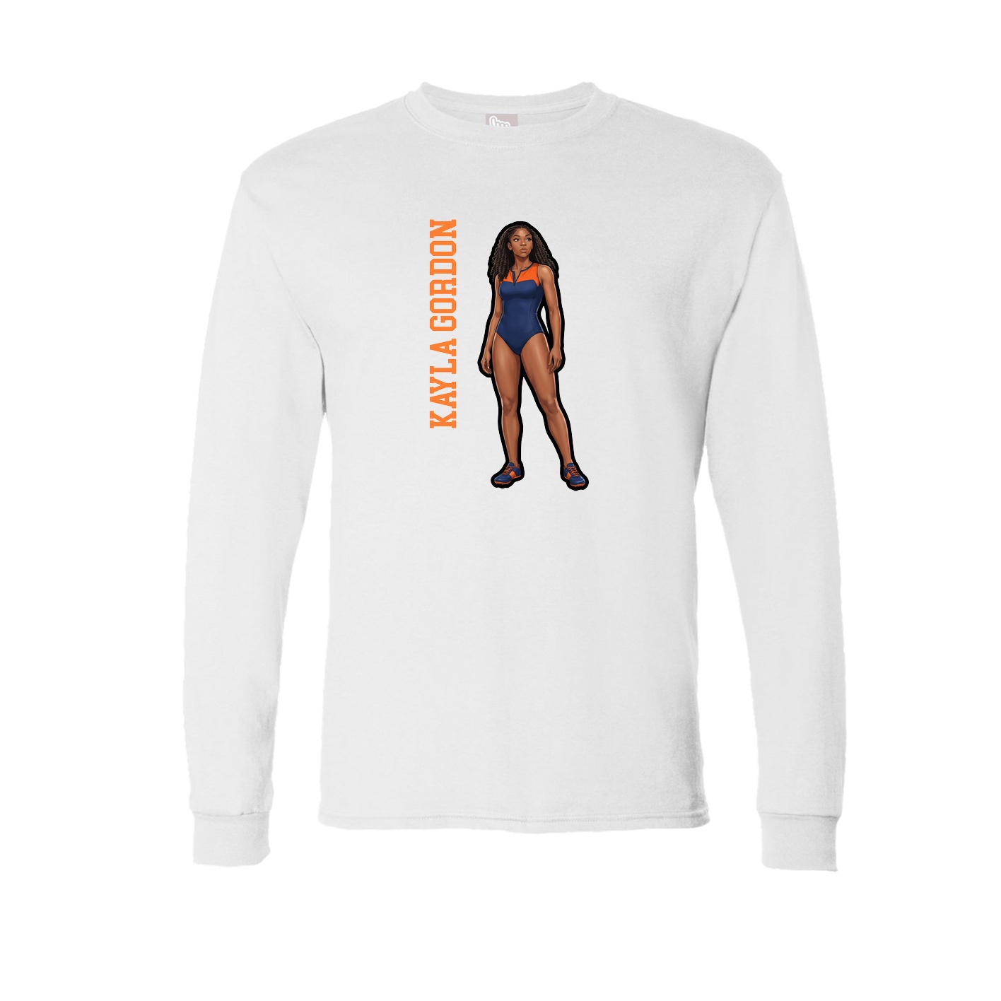 Long Sleeve Tee — Name Vertical in White