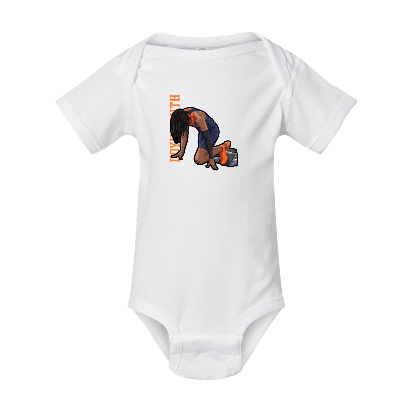 Baby Onesie — Name Vertical in White