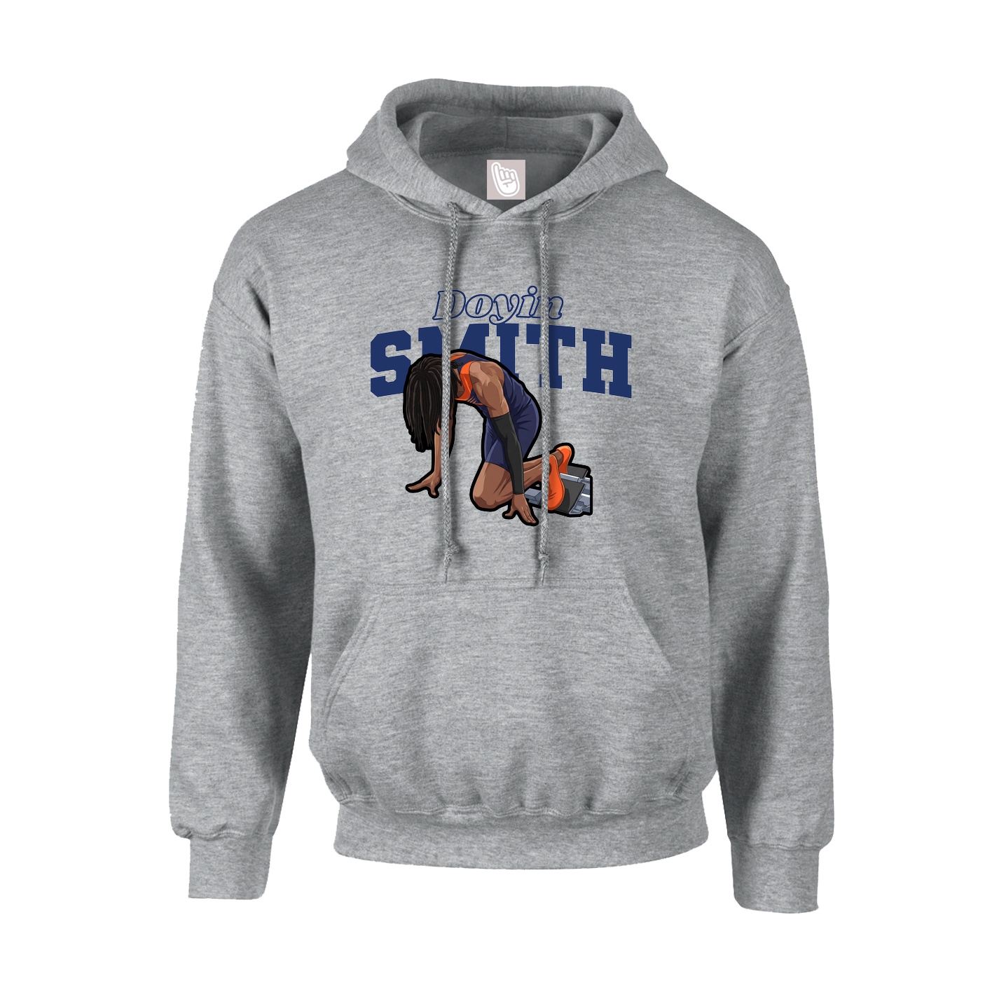 Youth Hoodie — Name Arch in Grey