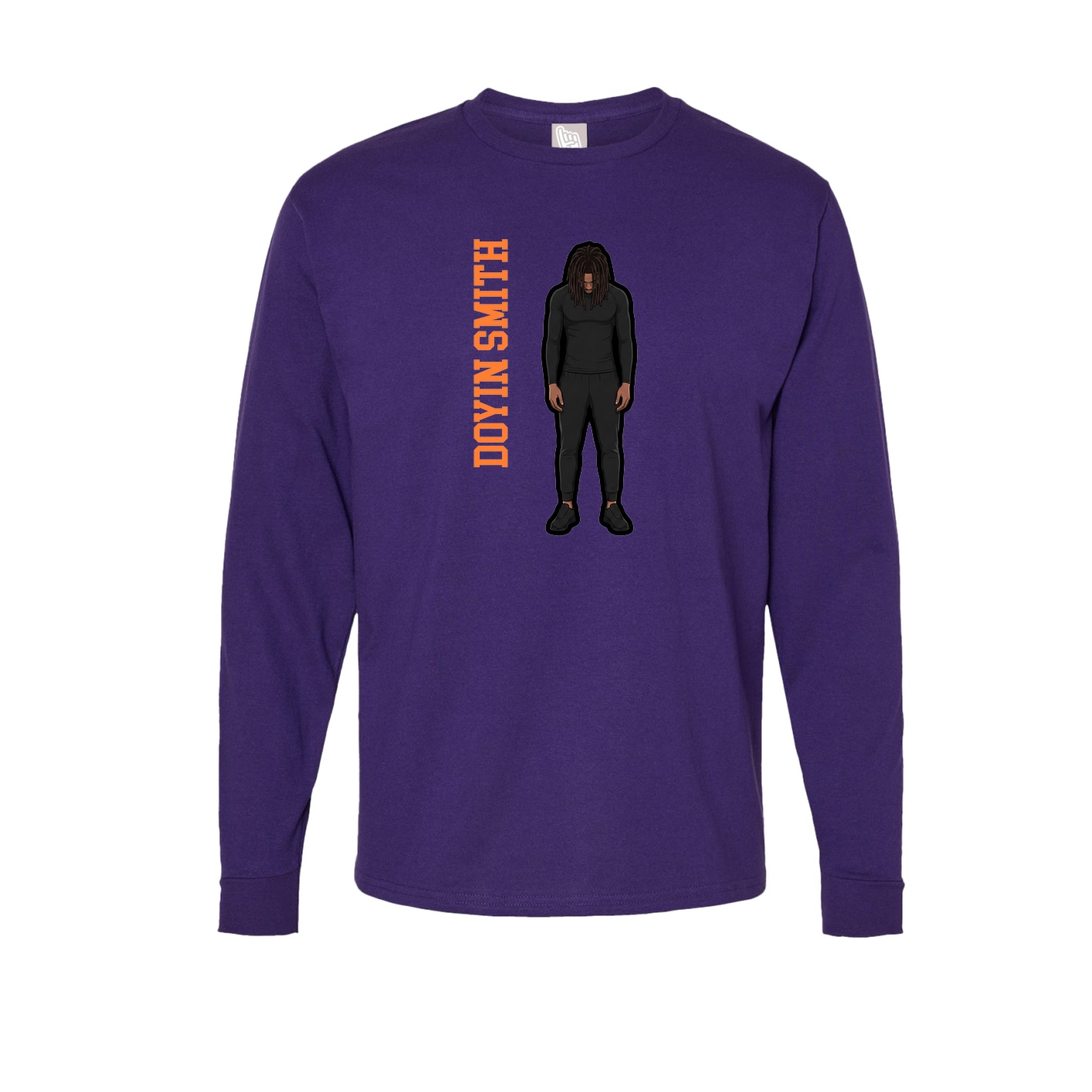 Long Sleeve Tee — Name Vertical in Purple