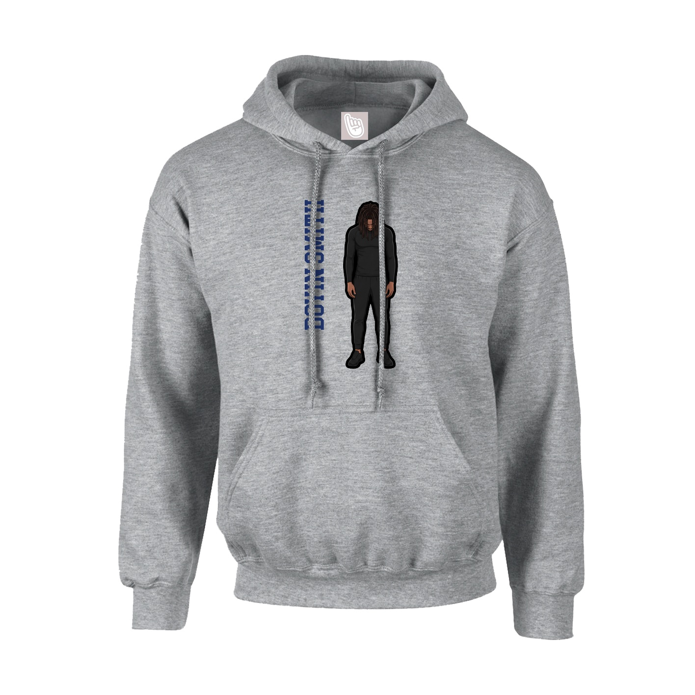 Hoodie — Name Vertical in Grey