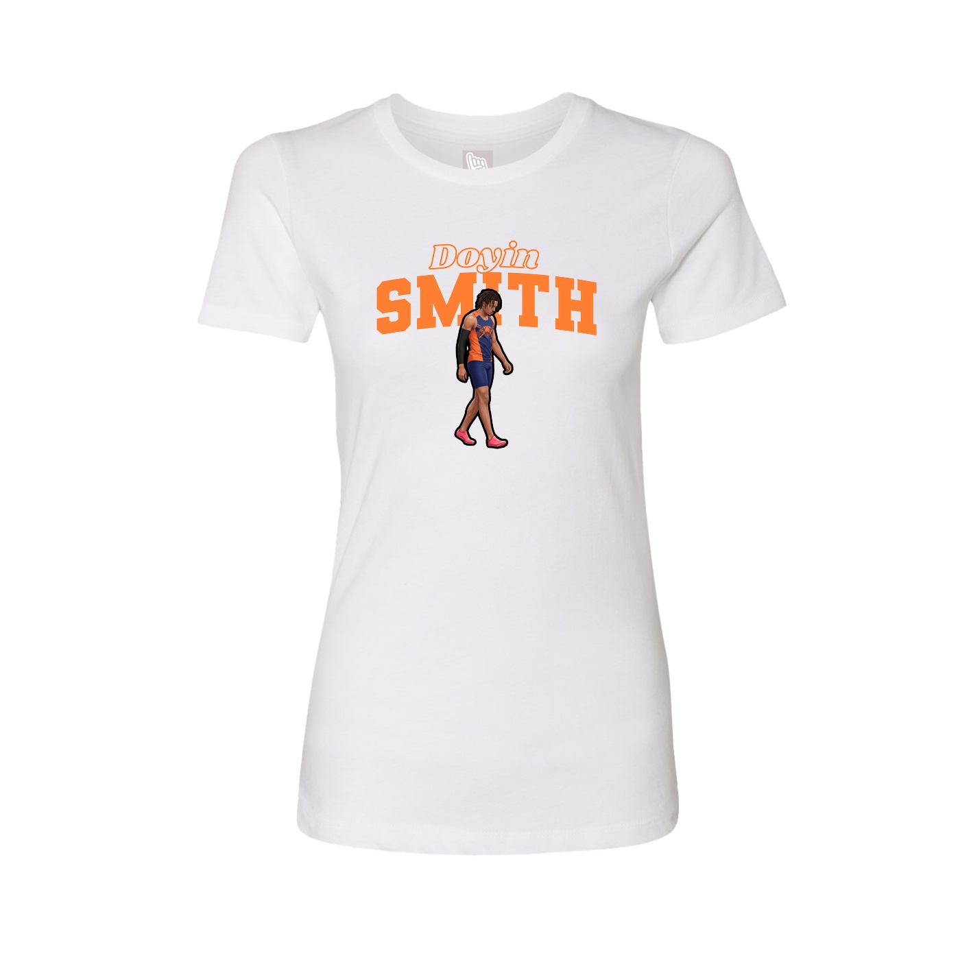 Fitted Women's Tee — Name Arch in White