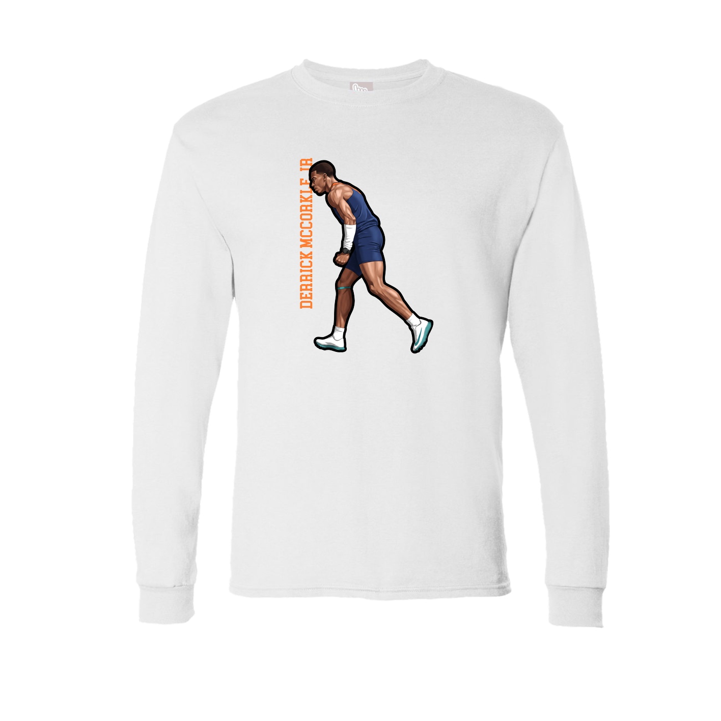 Long Sleeve Tee — Name Vertical in White