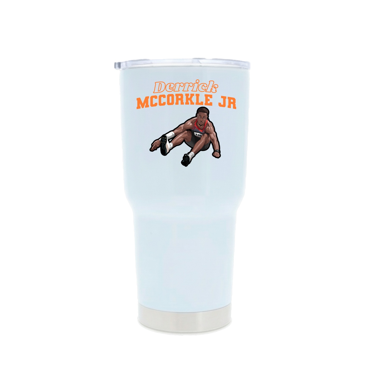 30oz Stainless Steel Tumbler — Name Arch in White