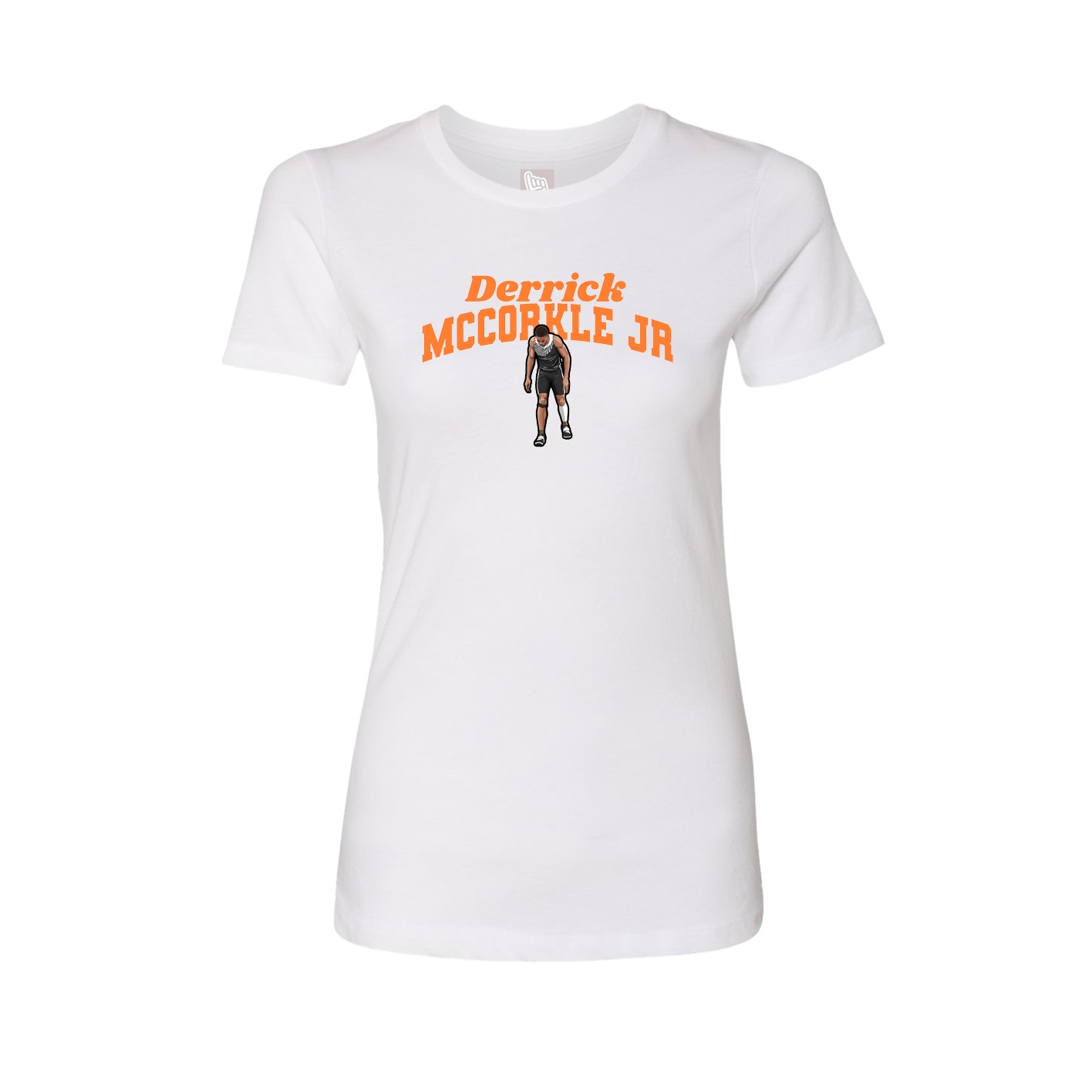 Fitted Women's Tee — Signature Arch in White