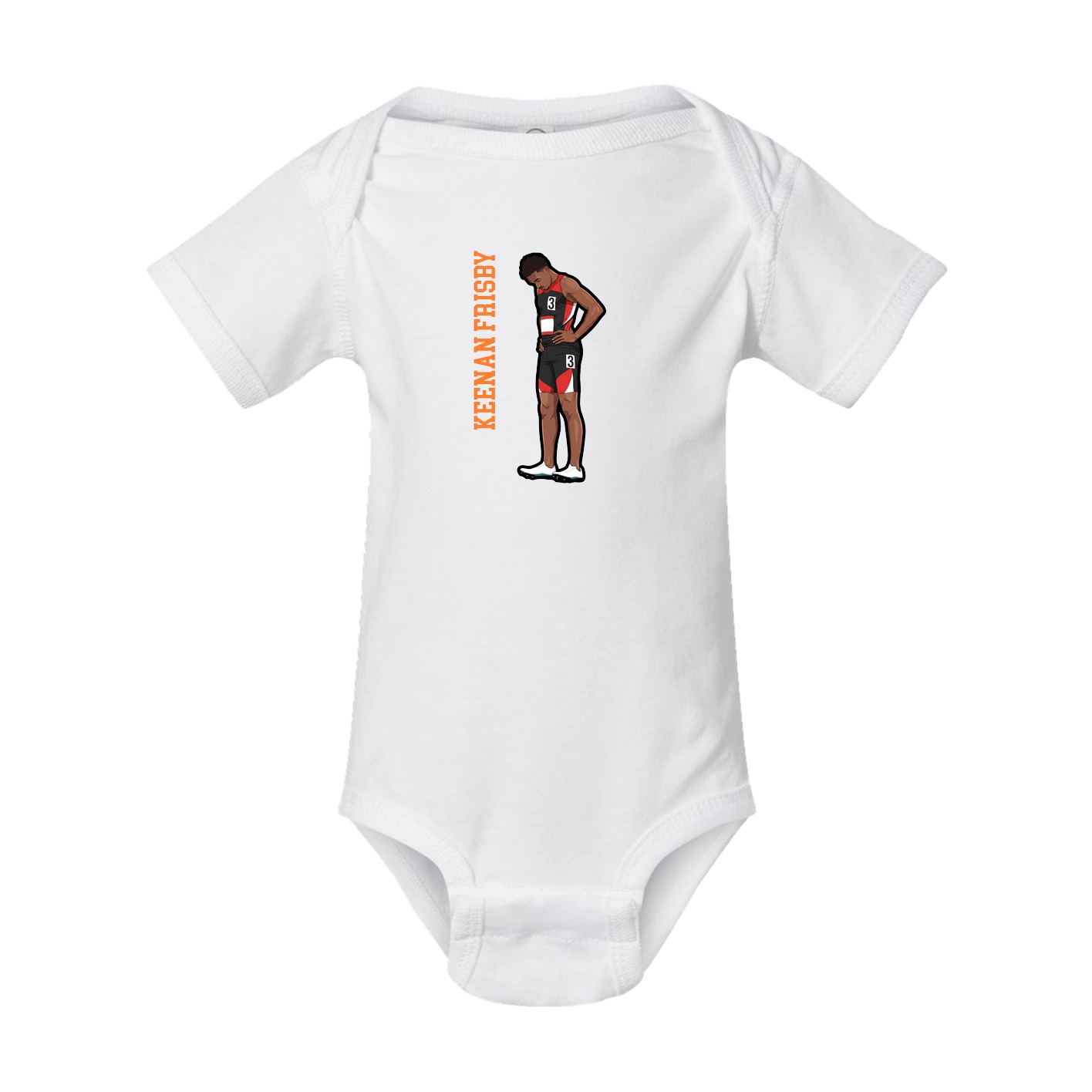 Baby Onesie — Name Vertical in White