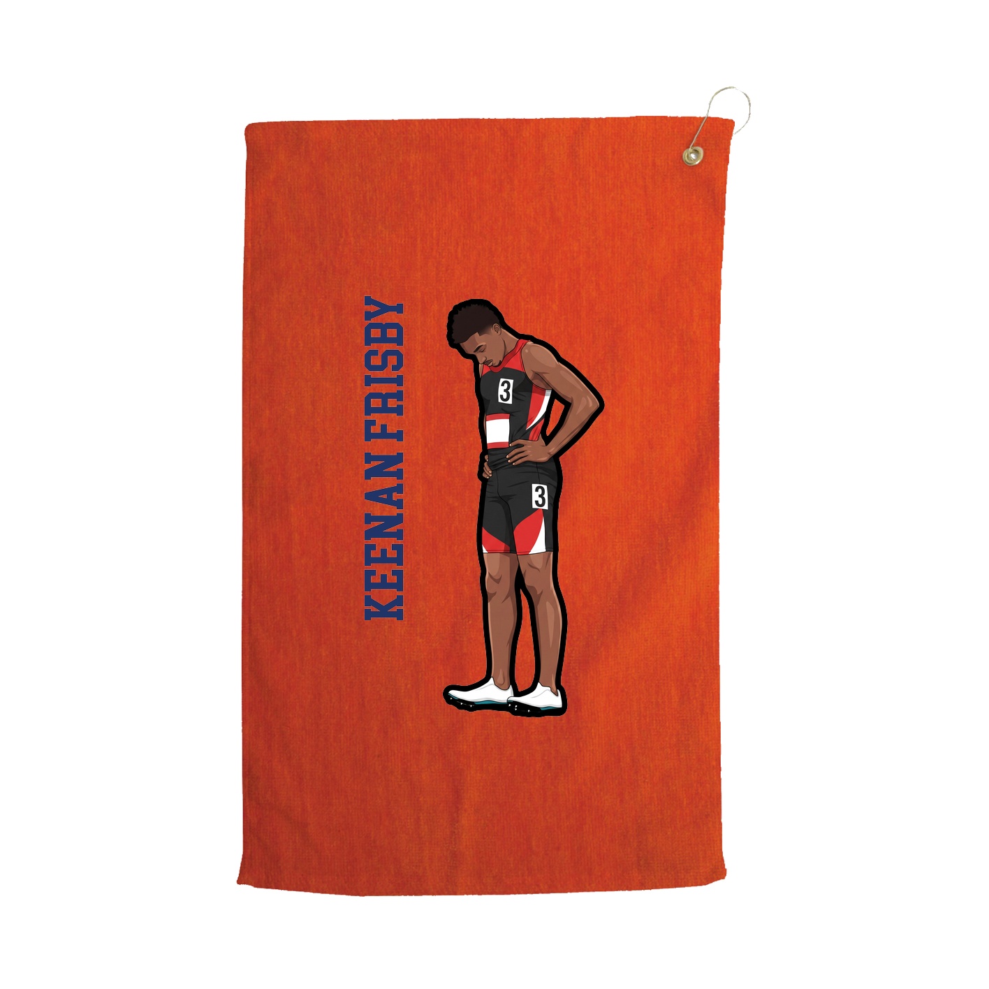 Golf Towel — Name Vertical in Orange
