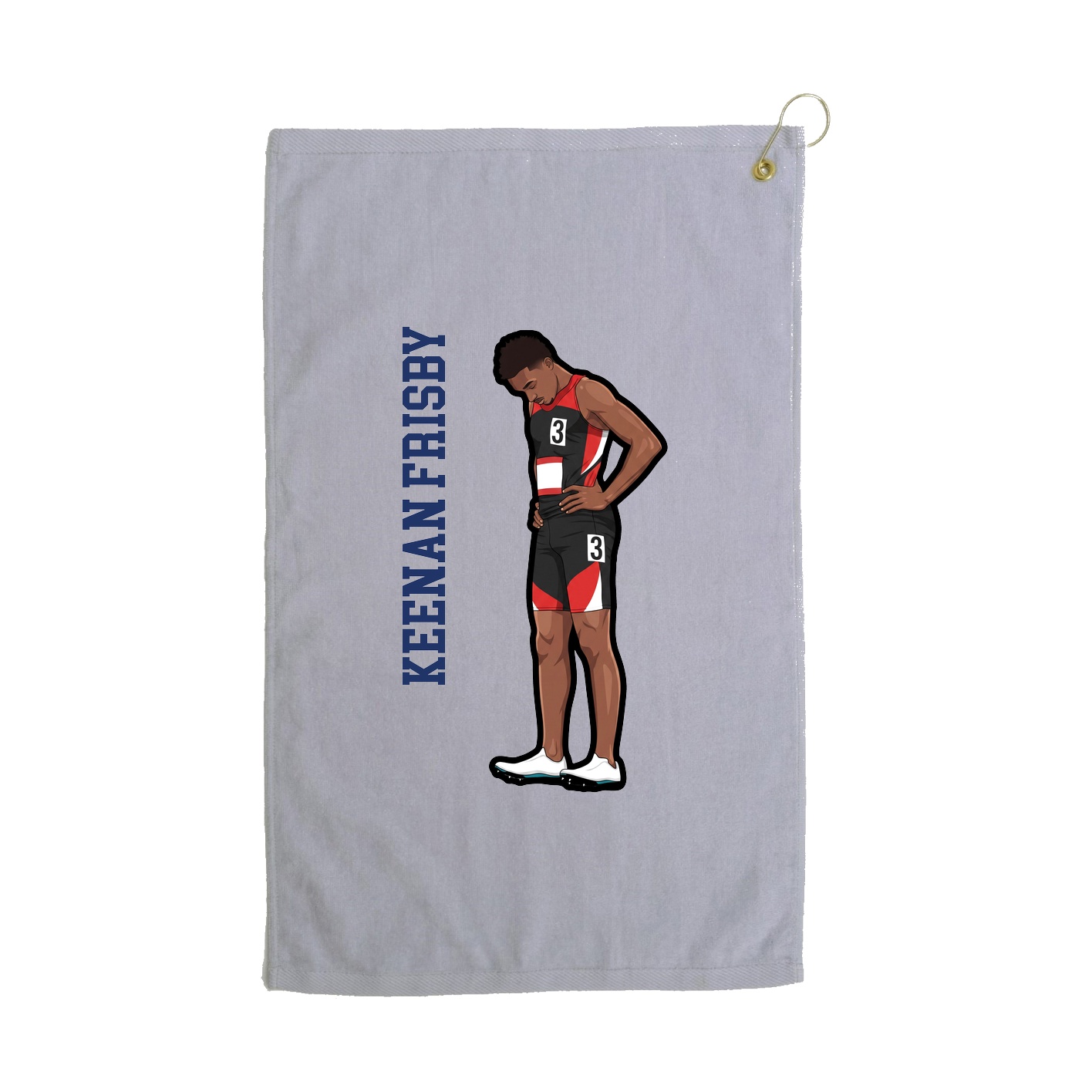 Golf Towel — Name Vertical in Grey