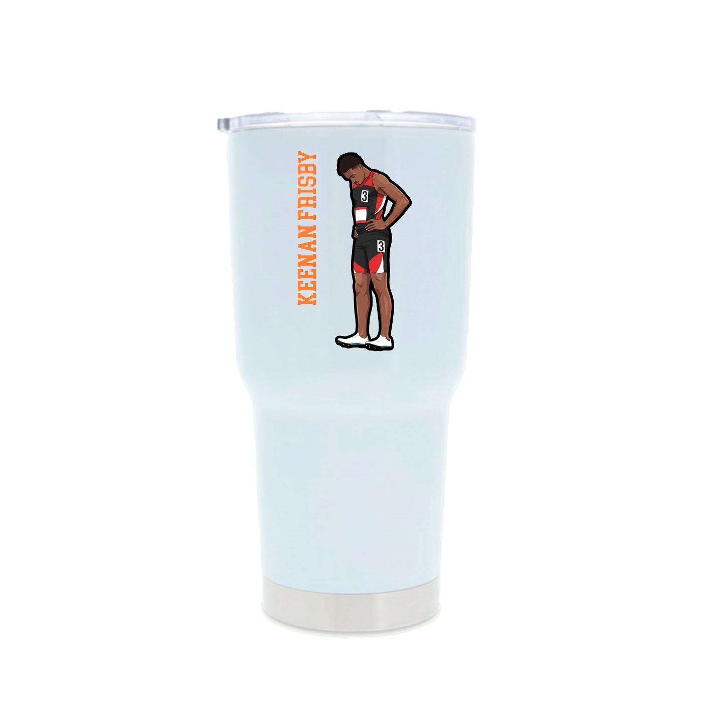 30oz Stainless Steel Tumbler — Name Vertical in White