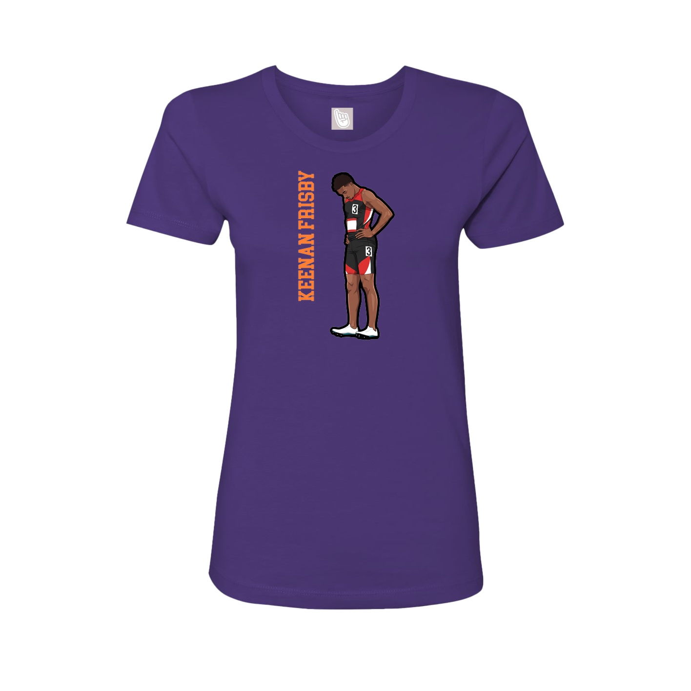 Womens Tee — Name Vertical in Purple