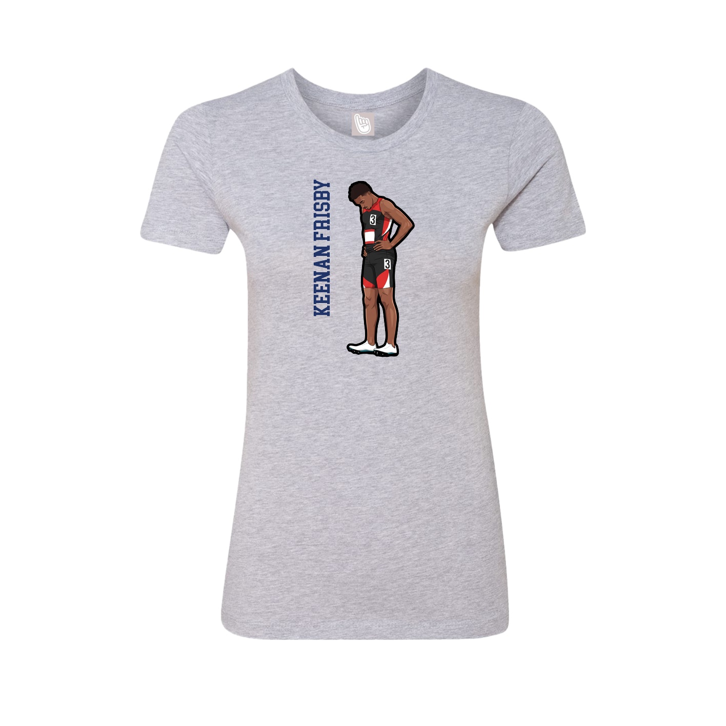 Fitted Women's Tee — Name Vertical in Grey