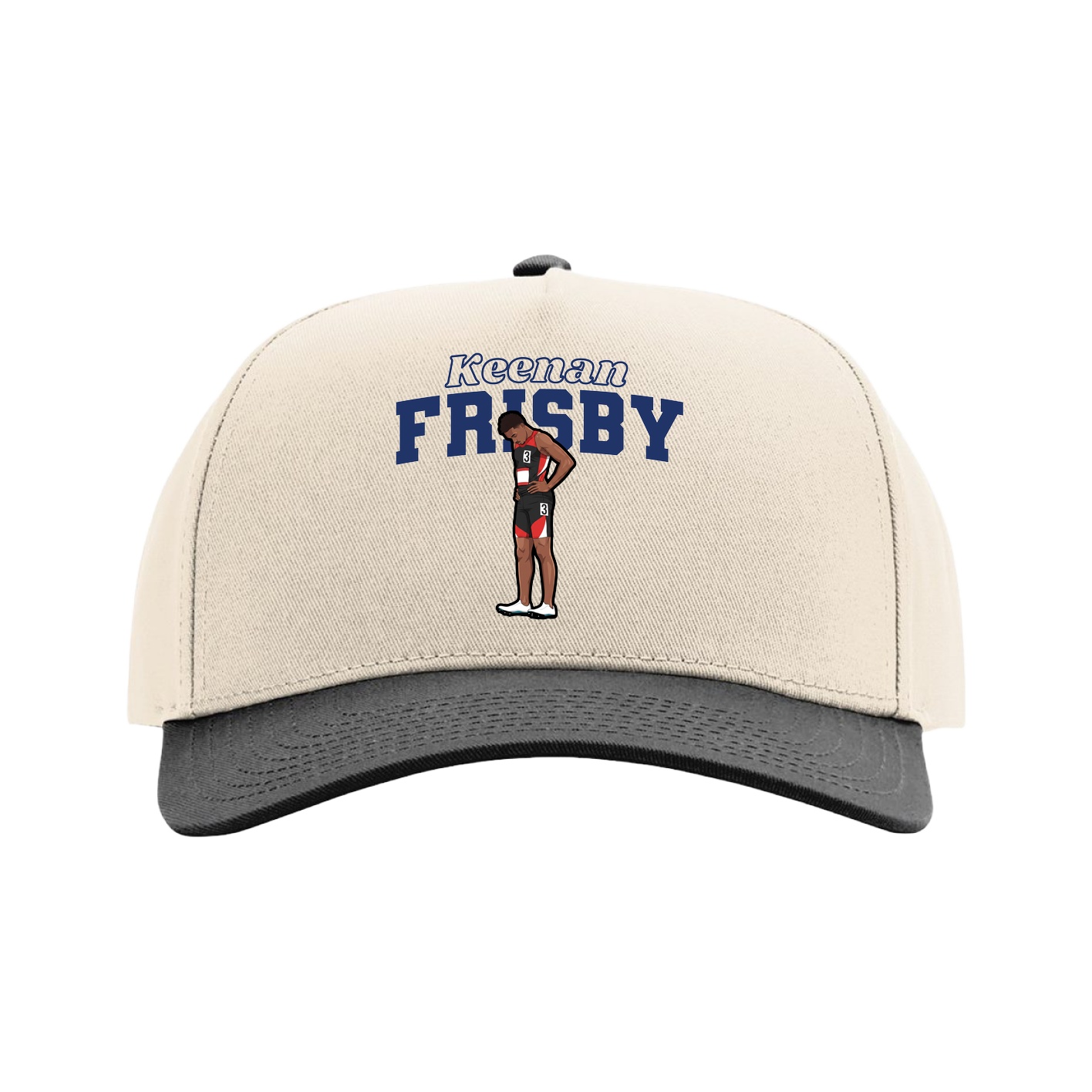 Full Fabric Five-Panel Champ Cap — Name Arch in Cream/Black