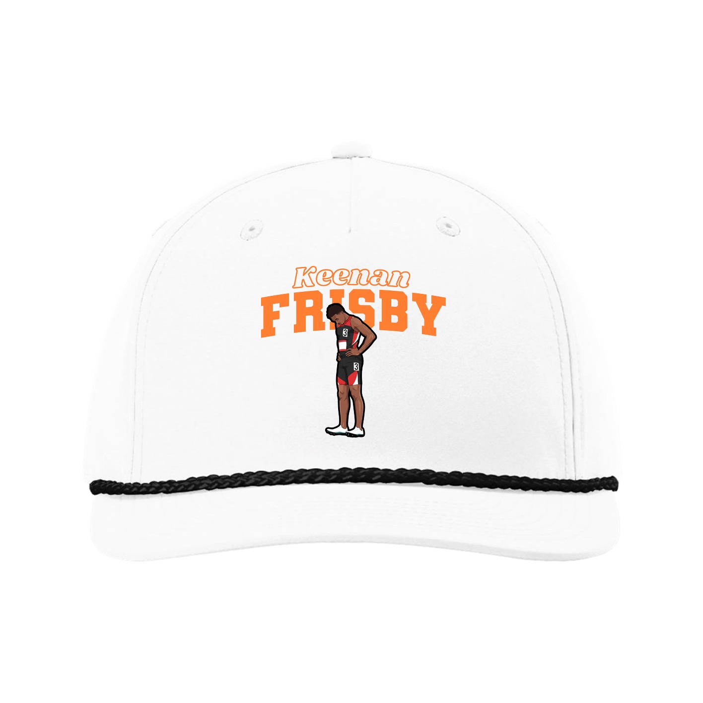 Five-Panel Classic Rope Cap — Name Arch in White