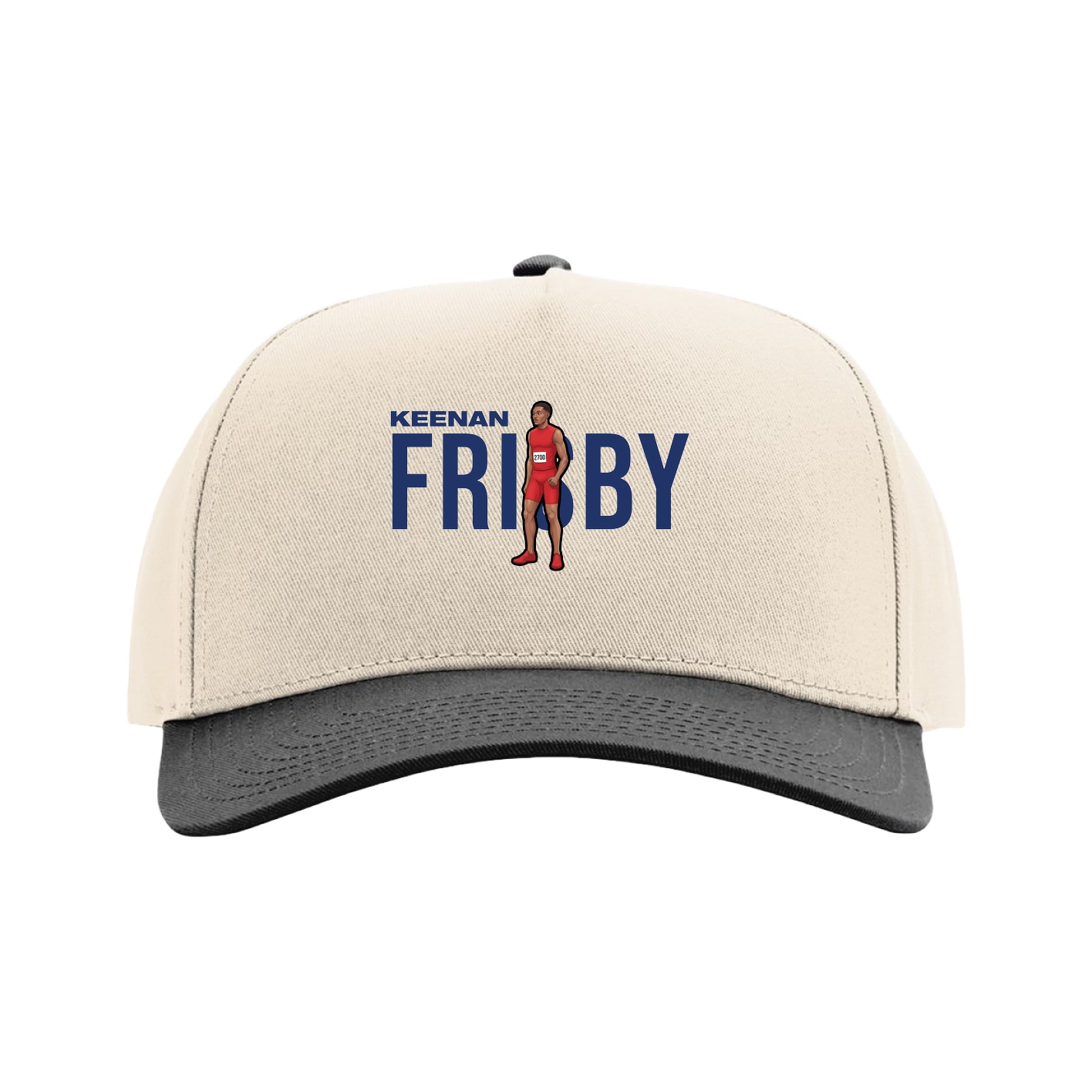 Full Fabric Five-Panel Champ Cap — Player Name in Cream/Black