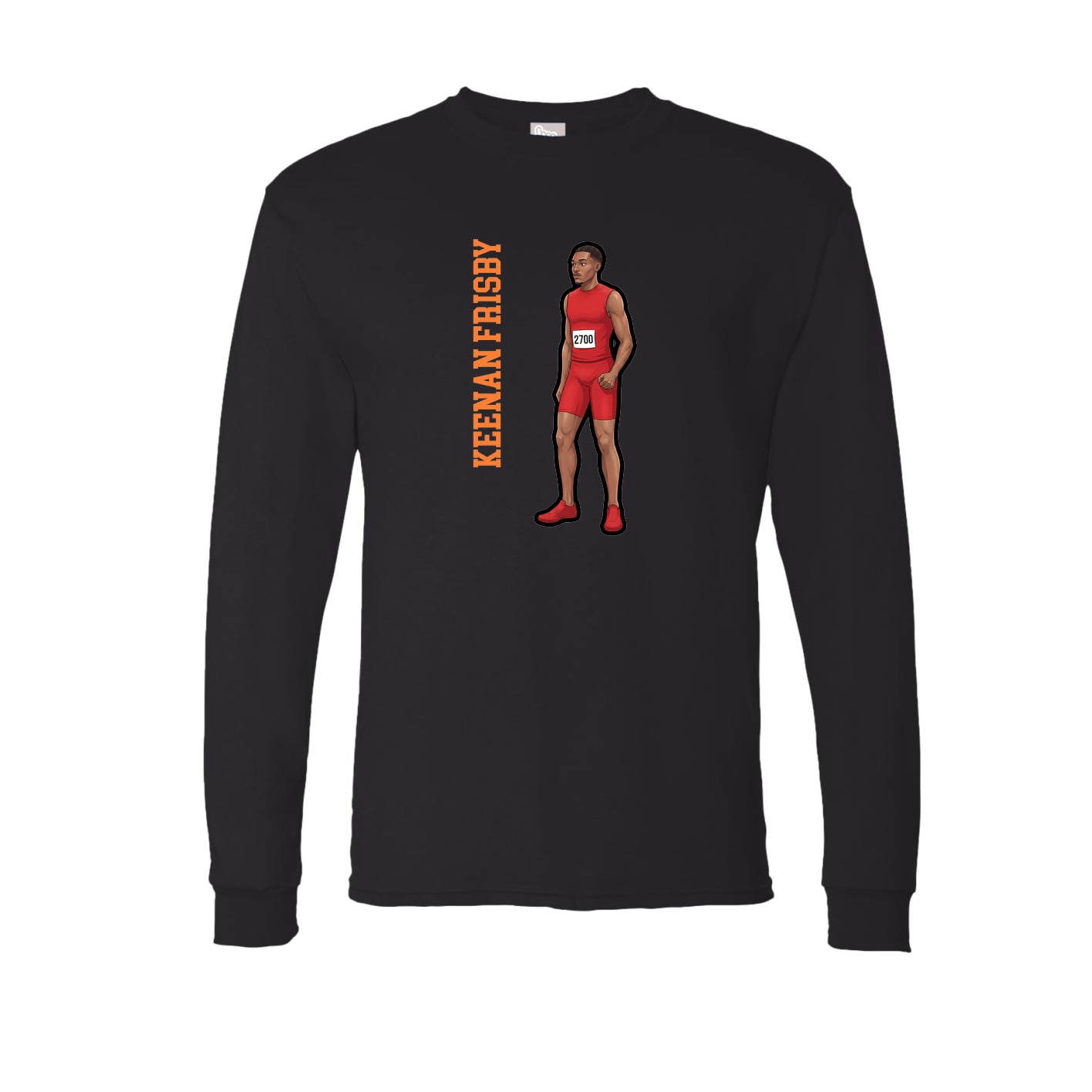 Long Sleeve Tee — Name Vertical in Black