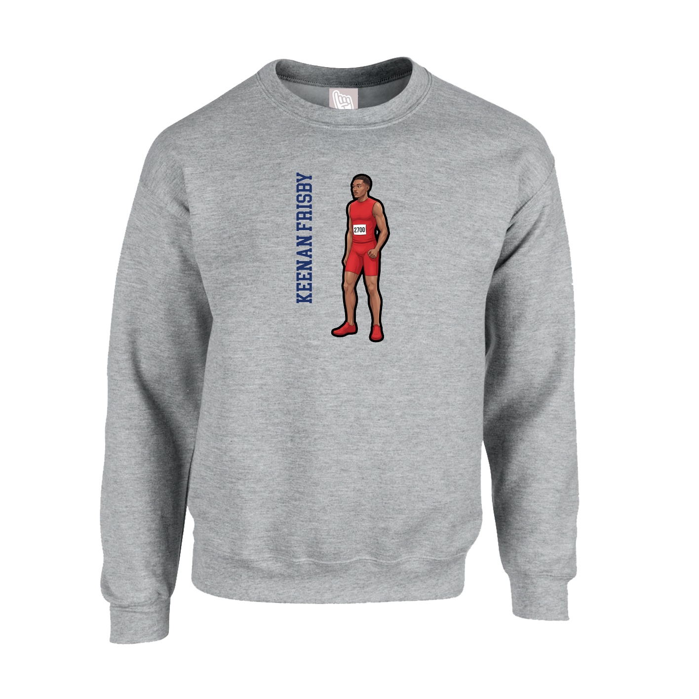 Fleece Crew — Name Vertical in Grey