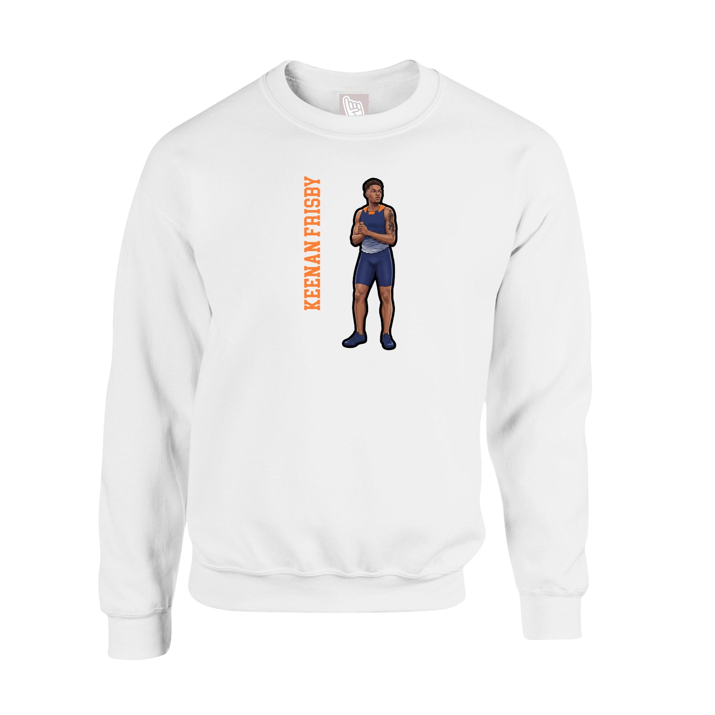 Fleece Crew — Name Vertical in White